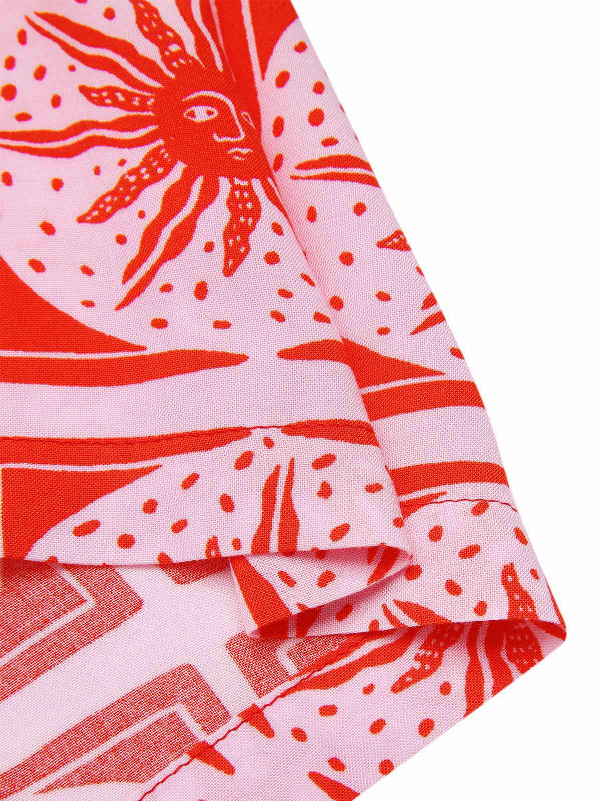 Rose Pink 1970s Boho Sun Print Button Romper - Image 7