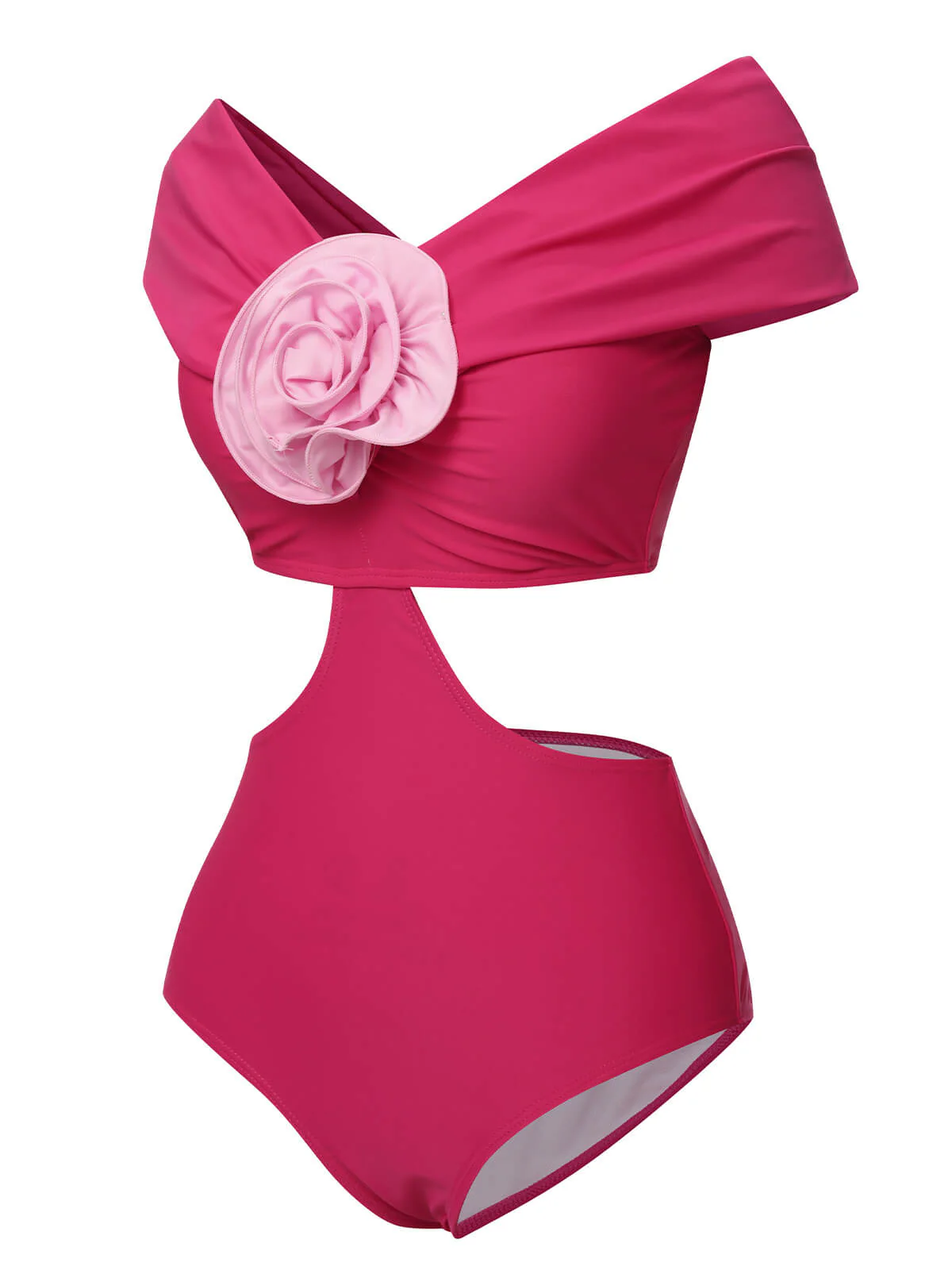 Rose Red 1930s 3D Rose Off Shoulder Swimsuit - Image 2