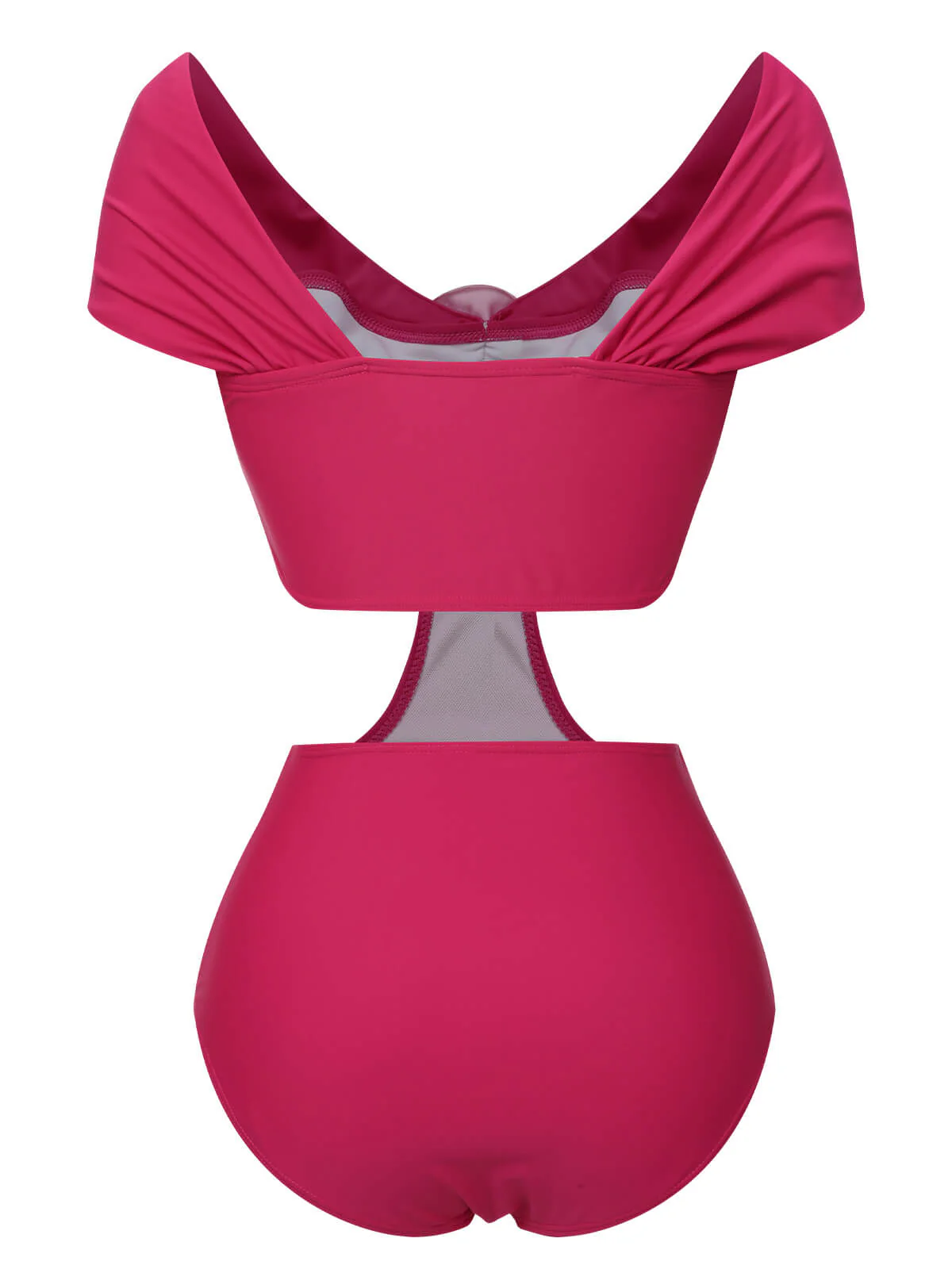 Rose Red 1930s 3D Rose Off Shoulder Swimsuit - Image 3