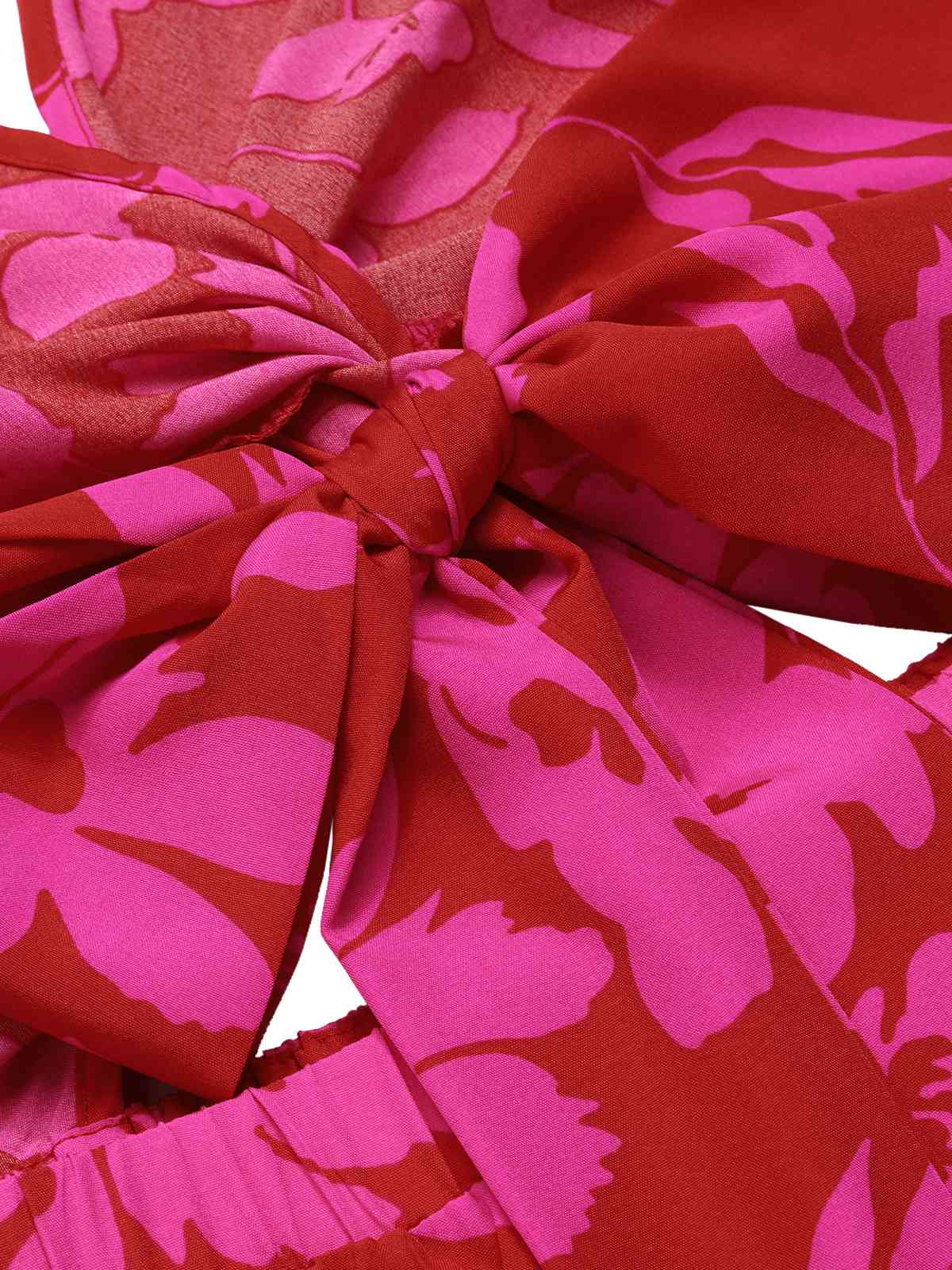 Rose Red 1930s Halter Hollow Floral Dress - Image 4