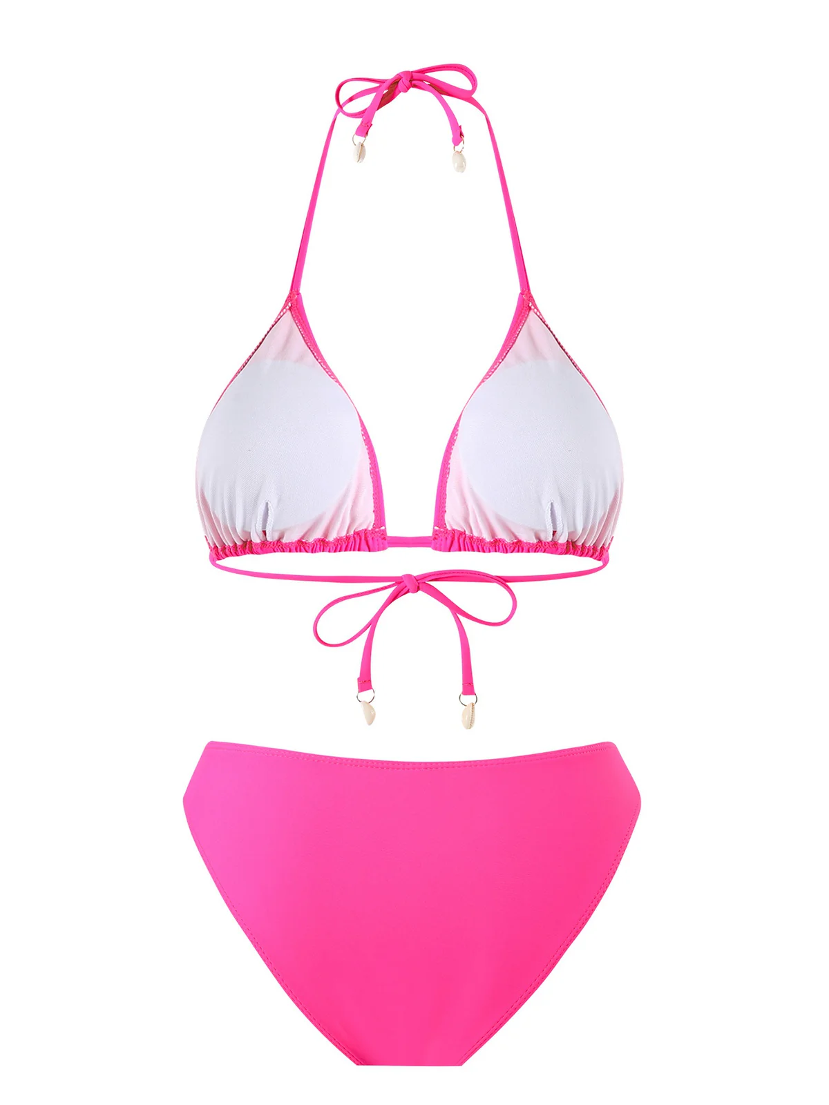 Rose Red 1940s Boho Seashell Halter Bikini Set - Image 3