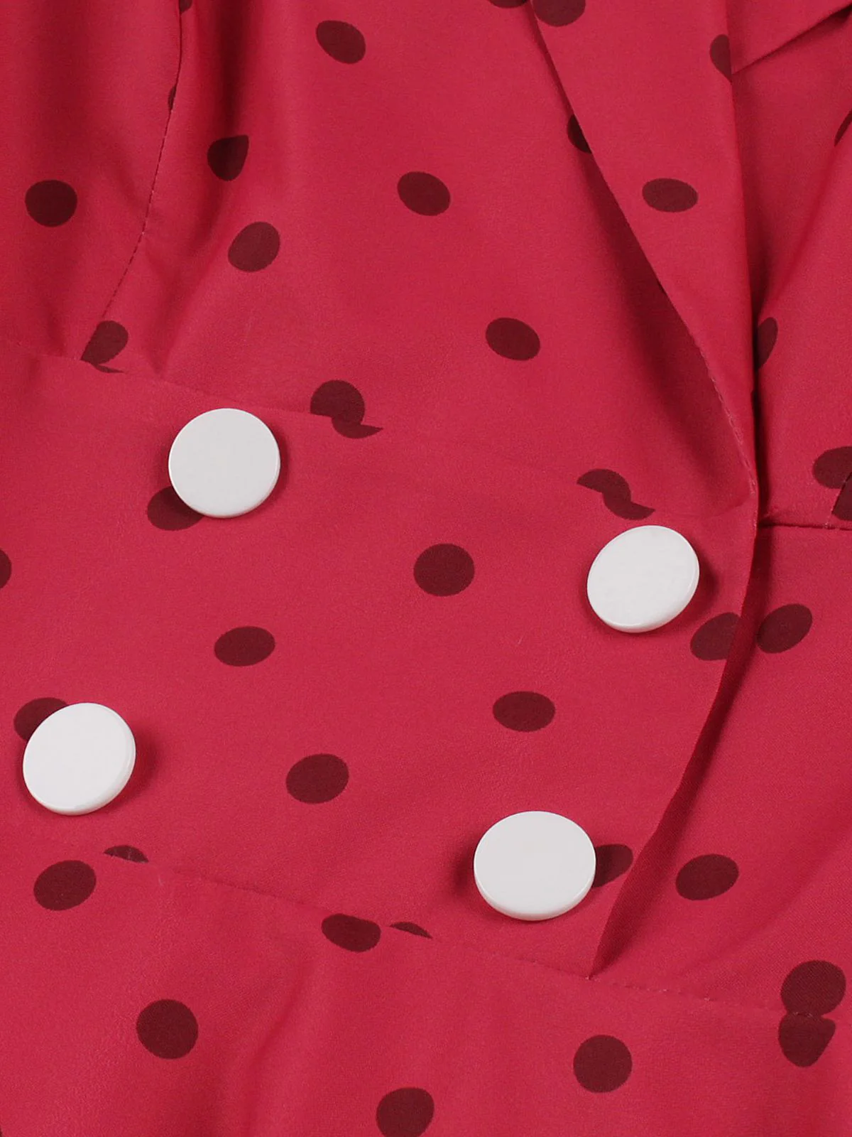 Rose Red 1950s Polka Dots Lapel Sleeveless Dress - Image 5