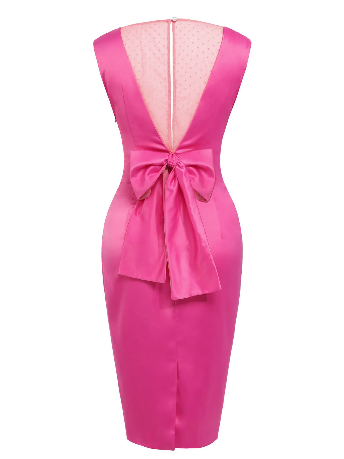 Rose Red 1960s Satin Solid Pencil Dress - Image 6