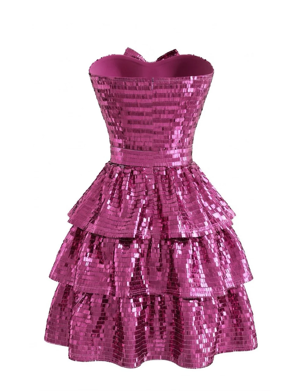 Rose Red 1960s Sequined Strapless Mini Dress - Image 2