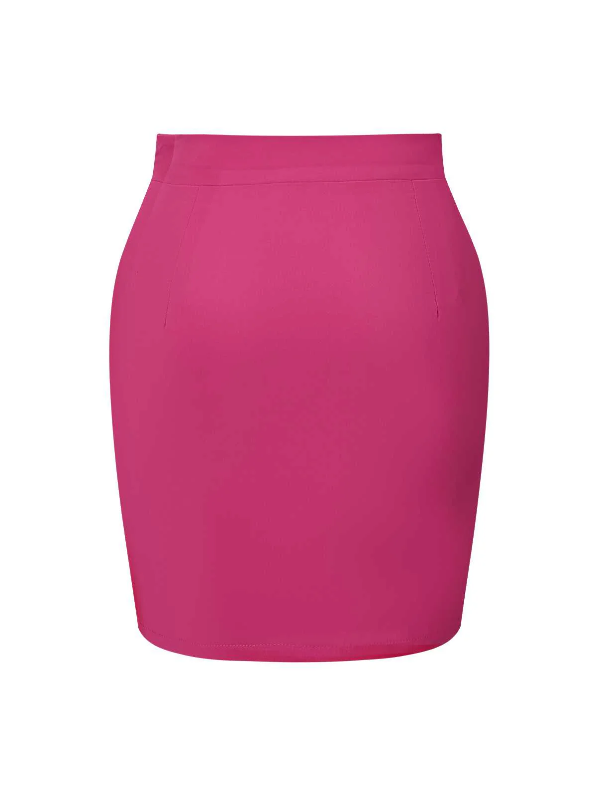 Rose Red 1970s Heart Button Pocketed Solid Skirt - Image 3