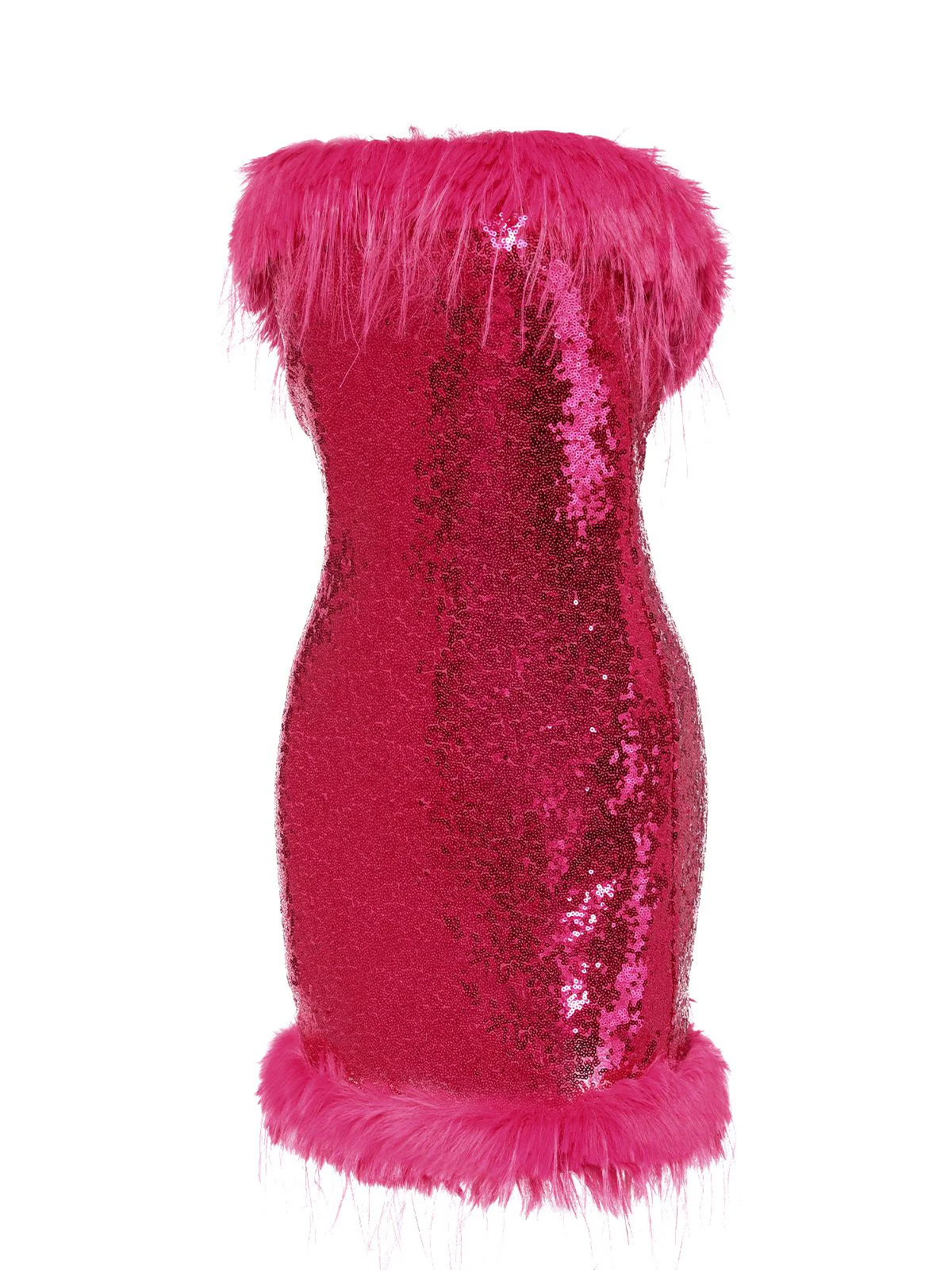 Rose Red 1970s Strapless Sequined Dress - Image 3