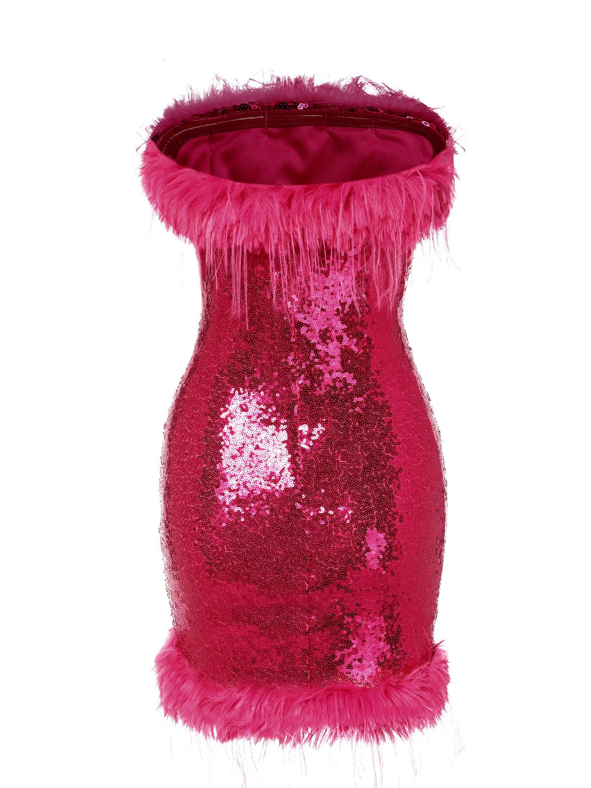Rose Red 1970s Strapless Sequined Dress - Image 4