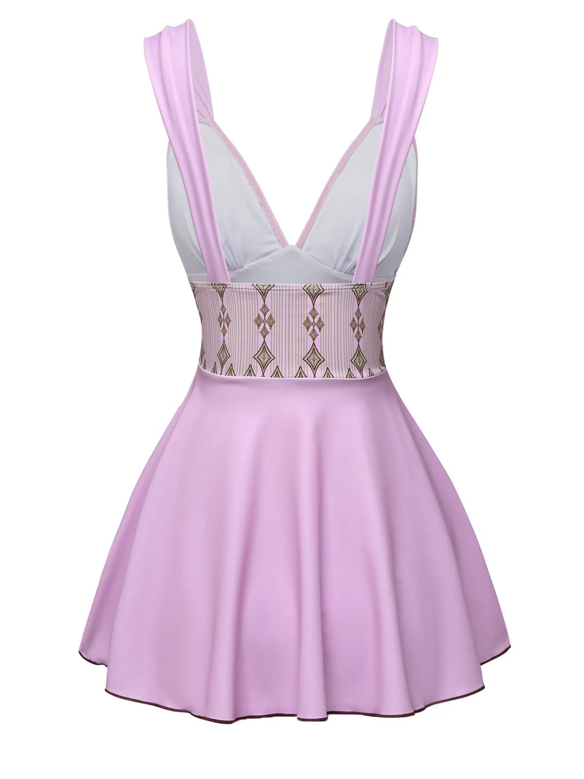 Rose Violet 1940s Wide-Straps Geometric Swimdress - Image 2