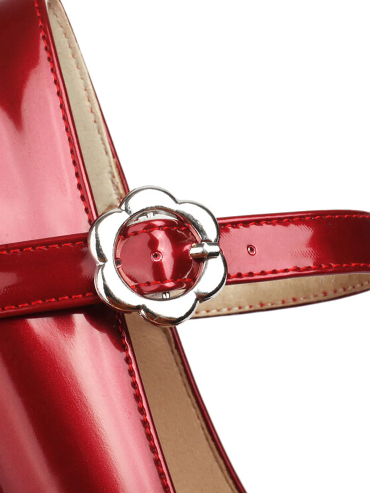 Round Toe Colorblock Patent Leather High Heels - Image 6