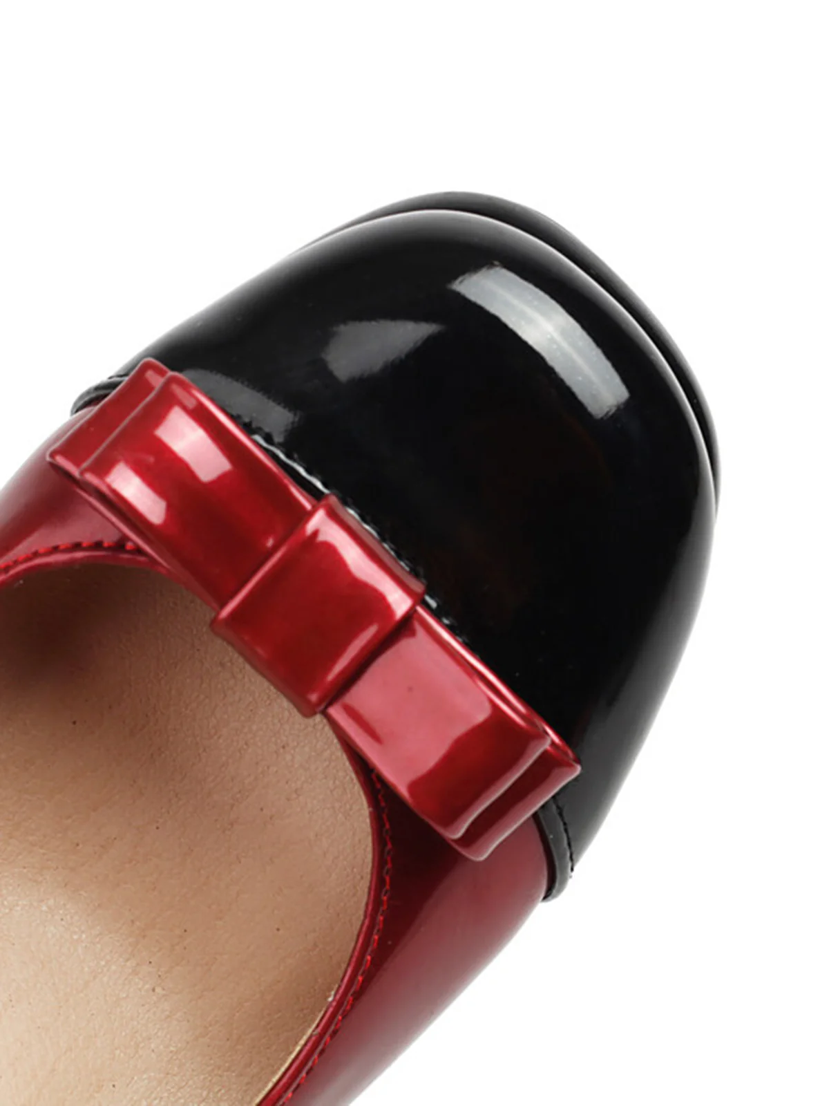 Round Toe Colorblock Patent Leather High Heels - Image 7