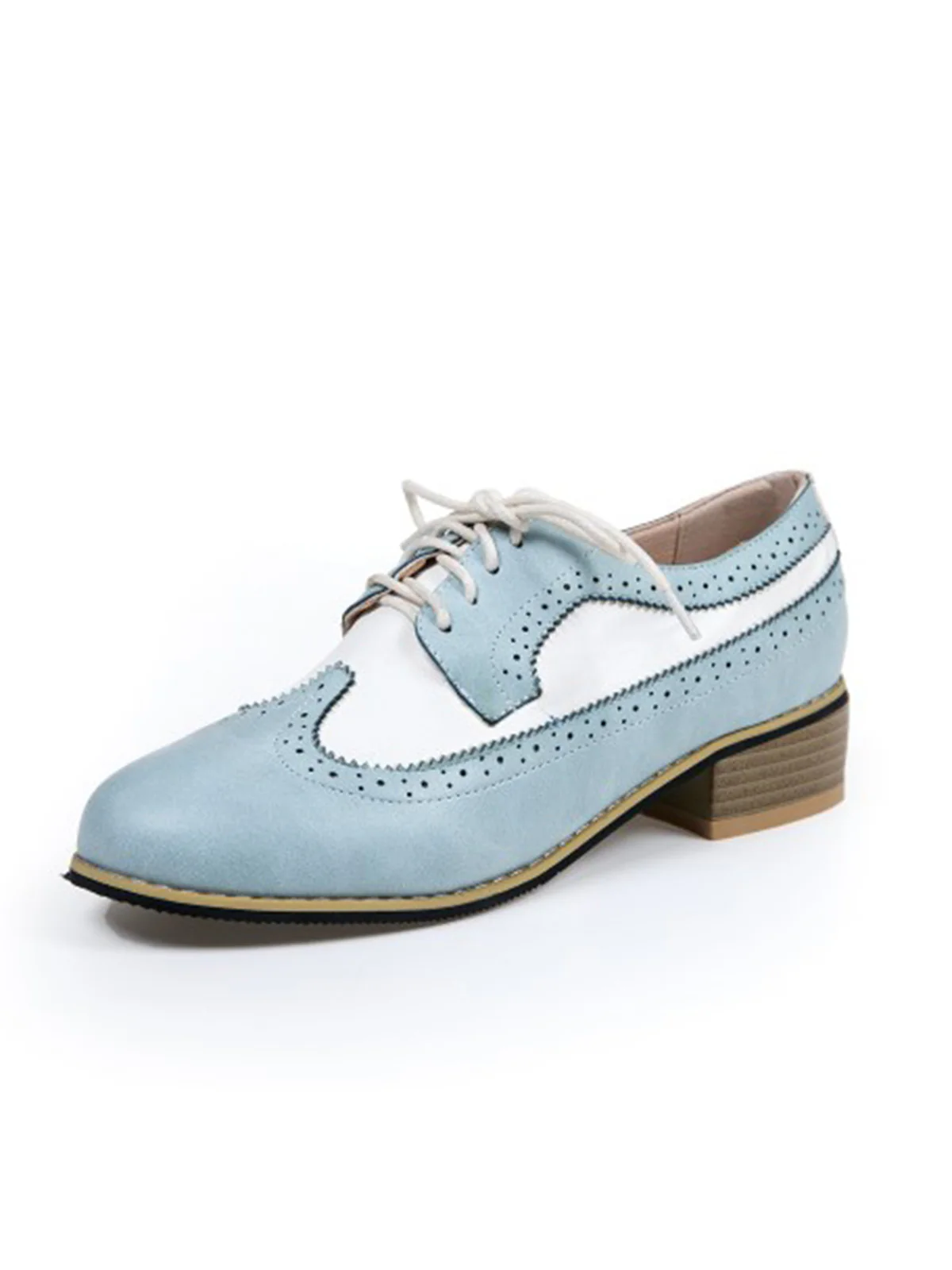 Round Toe Paneled Brogue PU Leather Shoes - Image 3