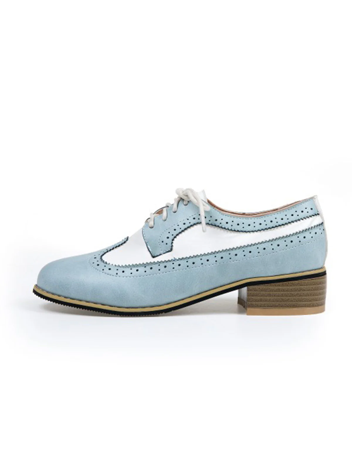Round Toe Paneled Brogue PU Leather Shoes - Image 4
