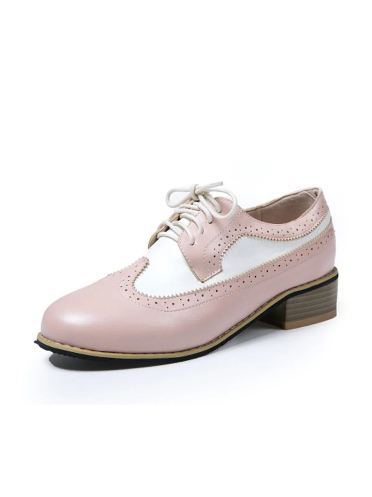 Round Toe Paneled Brogue PU Leather Shoes - Image 5