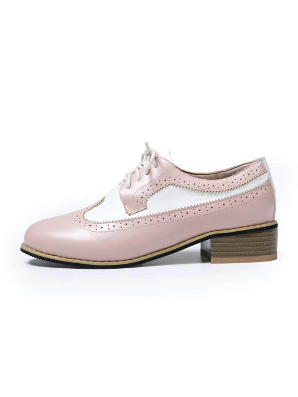 Round Toe Paneled Brogue PU Leather Shoes - Image 6