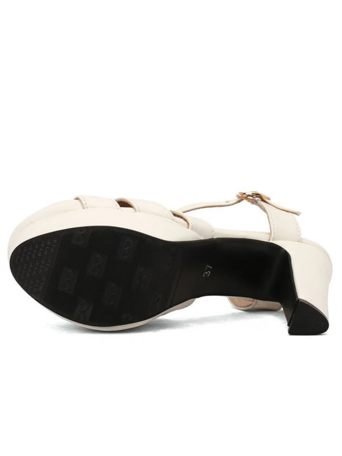 Round Toe T-Strap Chunky Block Heel Platform Sandals - Image 7