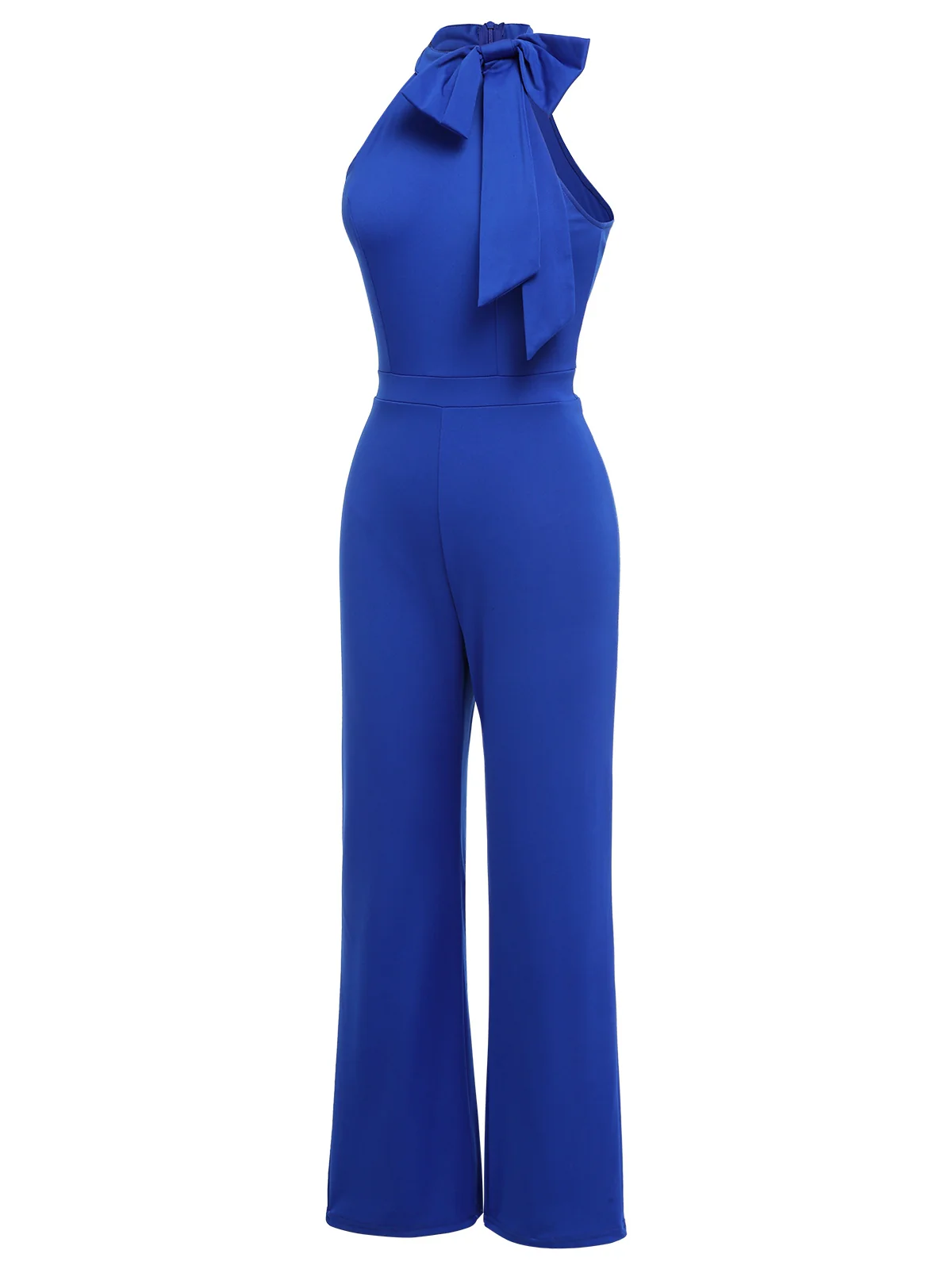 Royal Blue 1930s Tie Neck Jumpsuit - Image 2