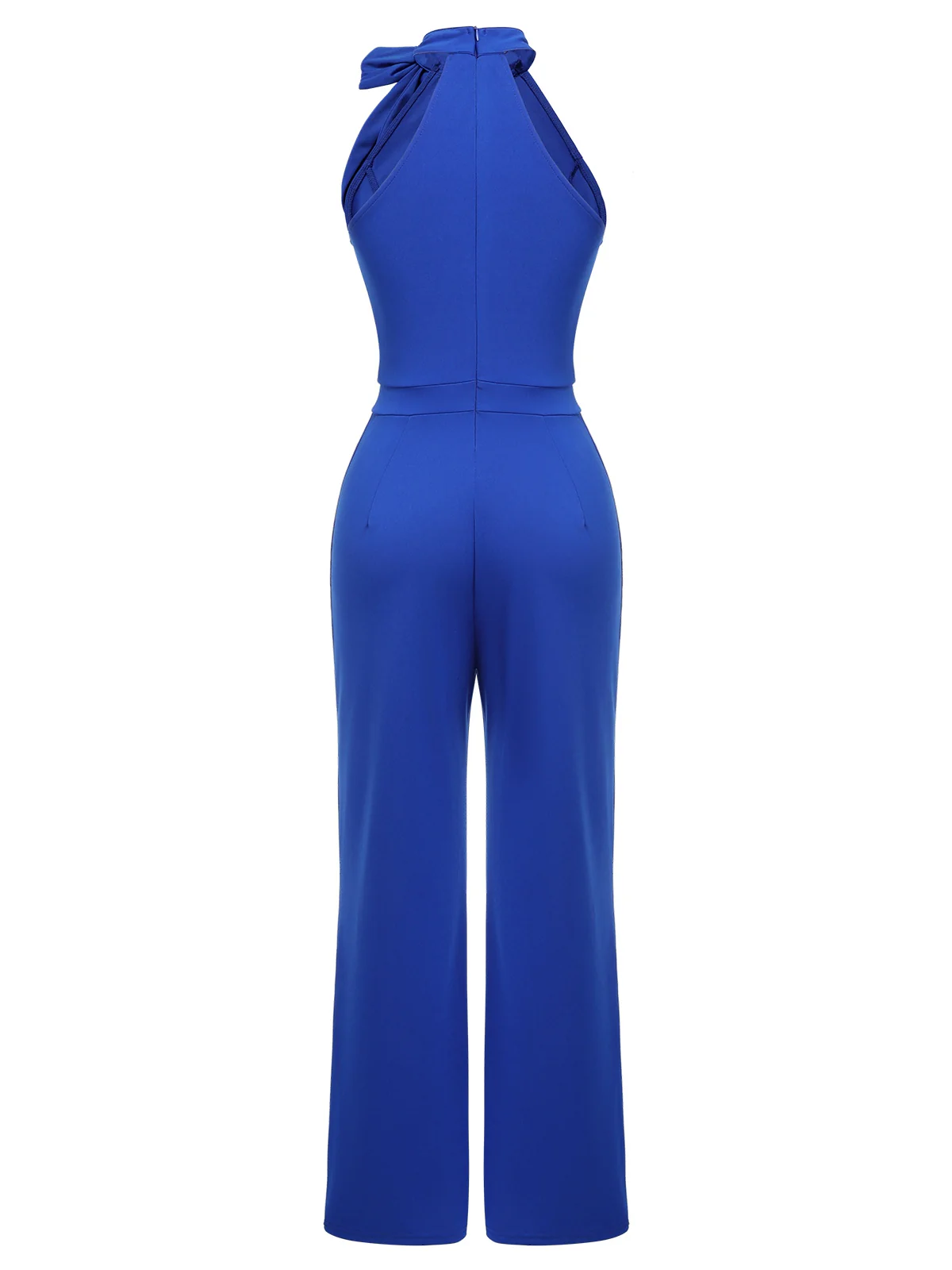 Royal Blue 1930s Tie Neck Jumpsuit - Image 3