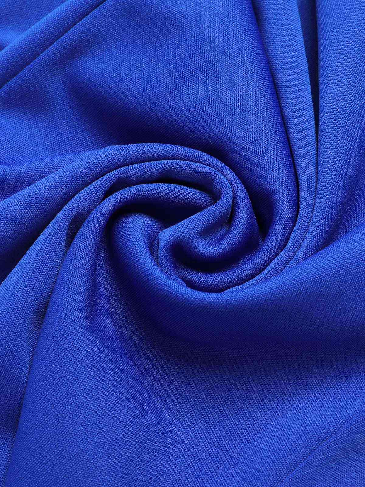 Royal Blue 1930s Tie Neck Jumpsuit - Image 4