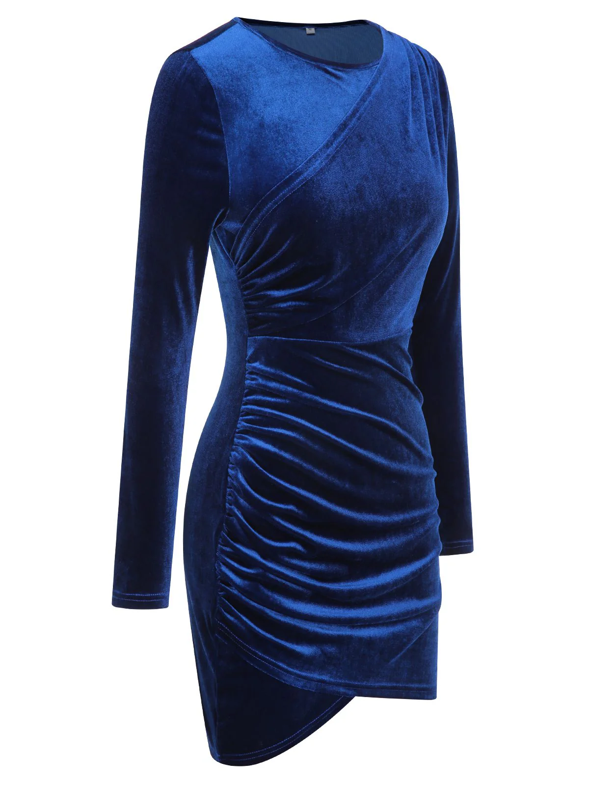 Royal Blue 1960s Solid Long Sleeve Velvet Dress - Image 3