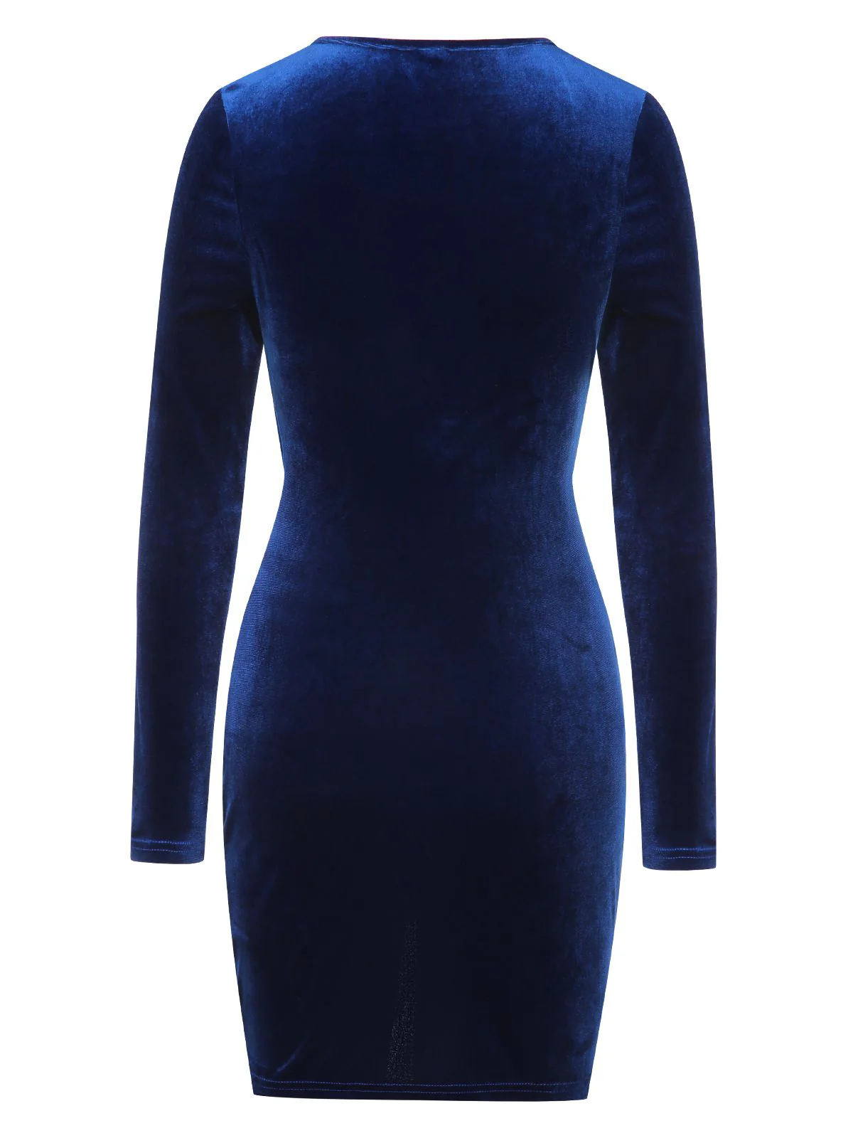 Royal Blue 1960s Solid Long Sleeve Velvet Dress - Image 4
