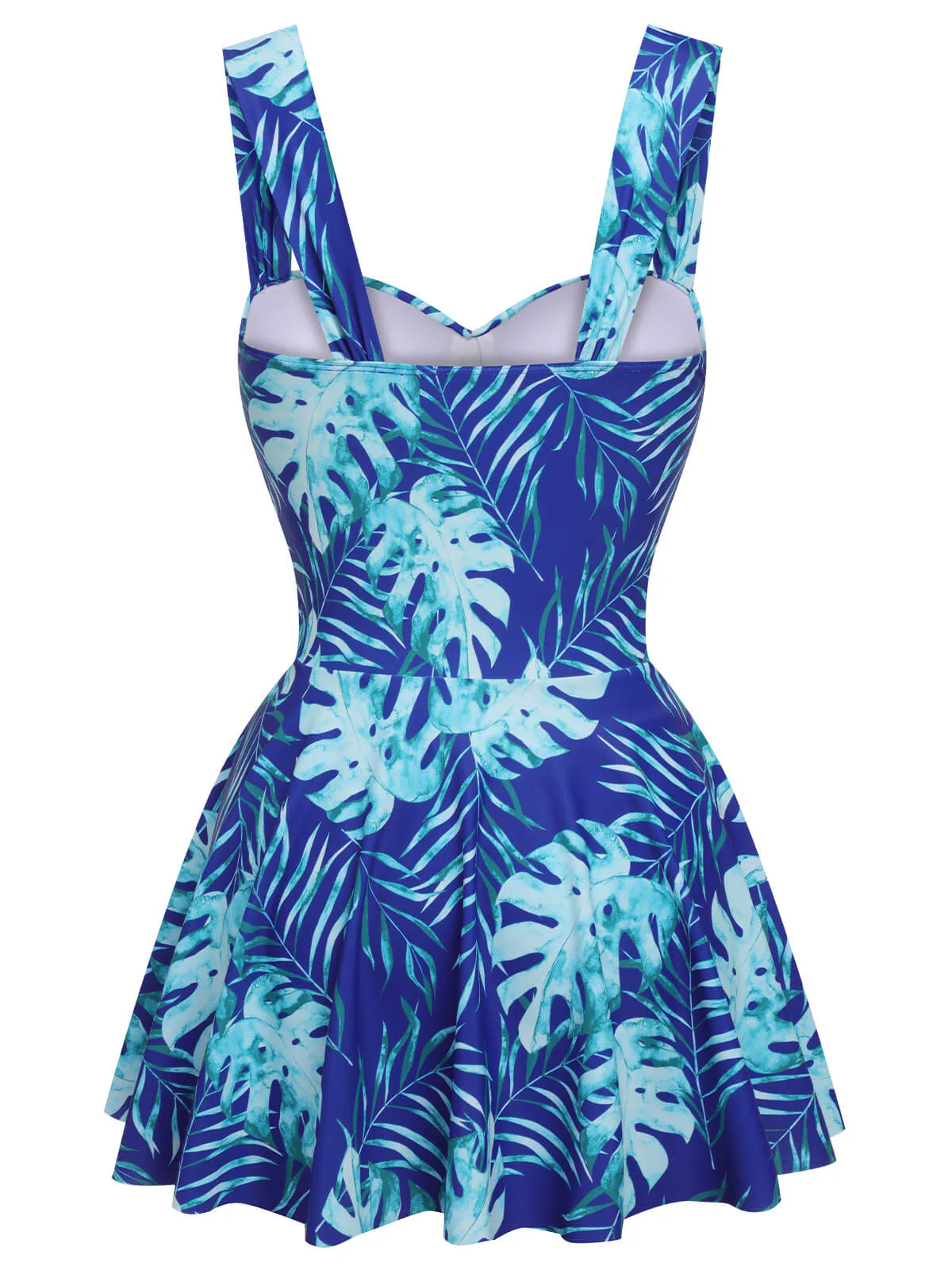 Royal Blue 1960s Tropical Plants Swimsuit Set - Image 3