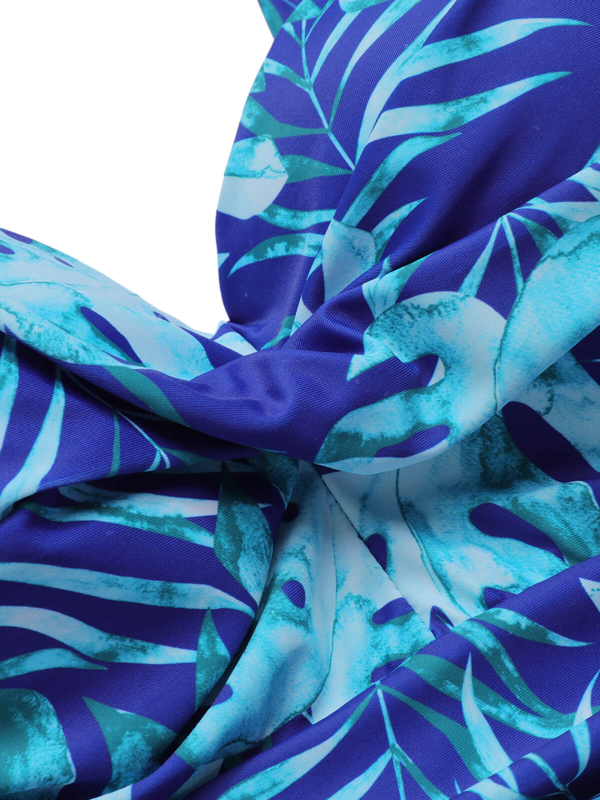 Royal Blue 1960s Tropical Plants Swimsuit Set - Image 5