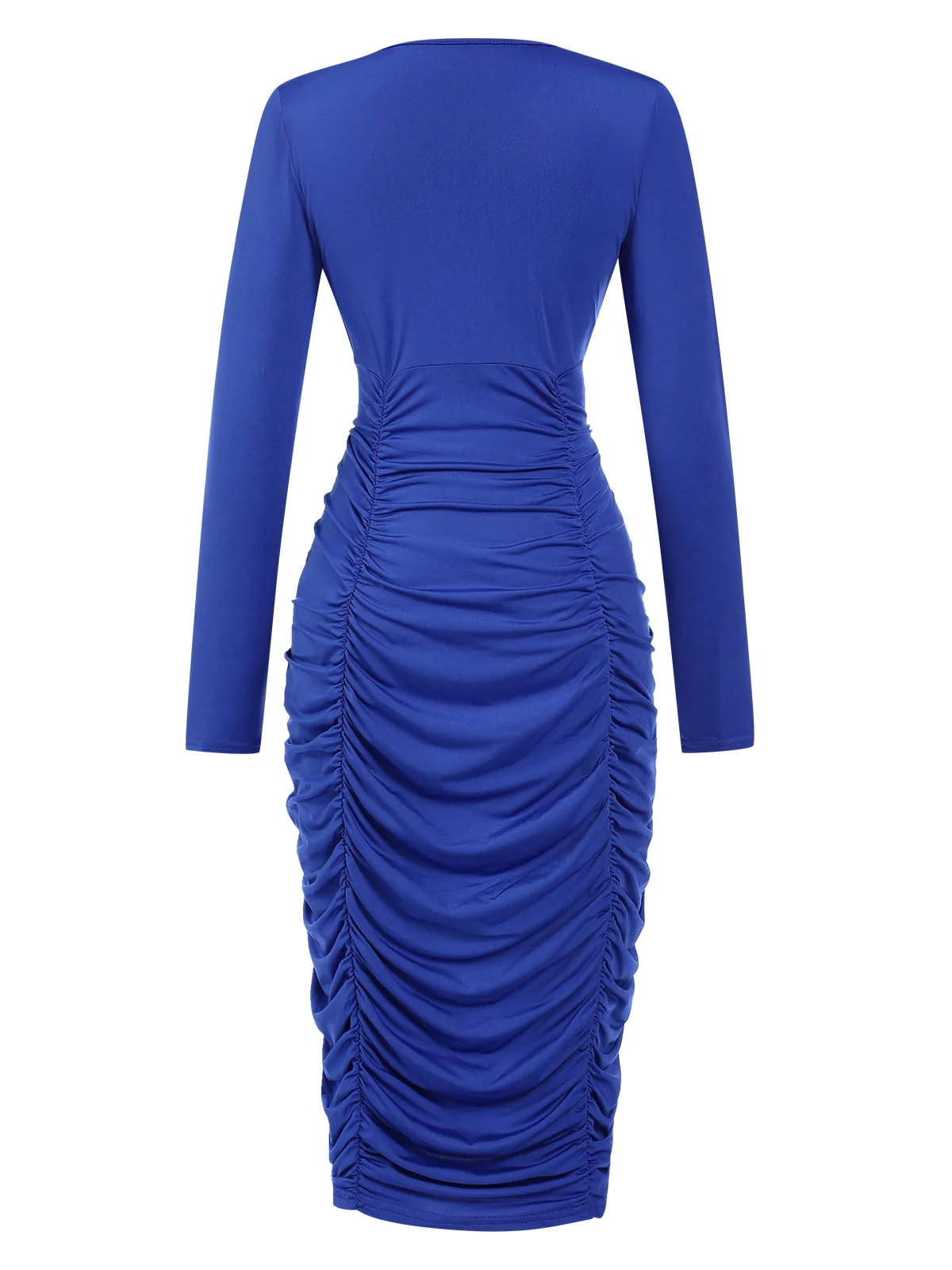 Royal Blue 1960s V-Neck Pleated Dress - Image 2