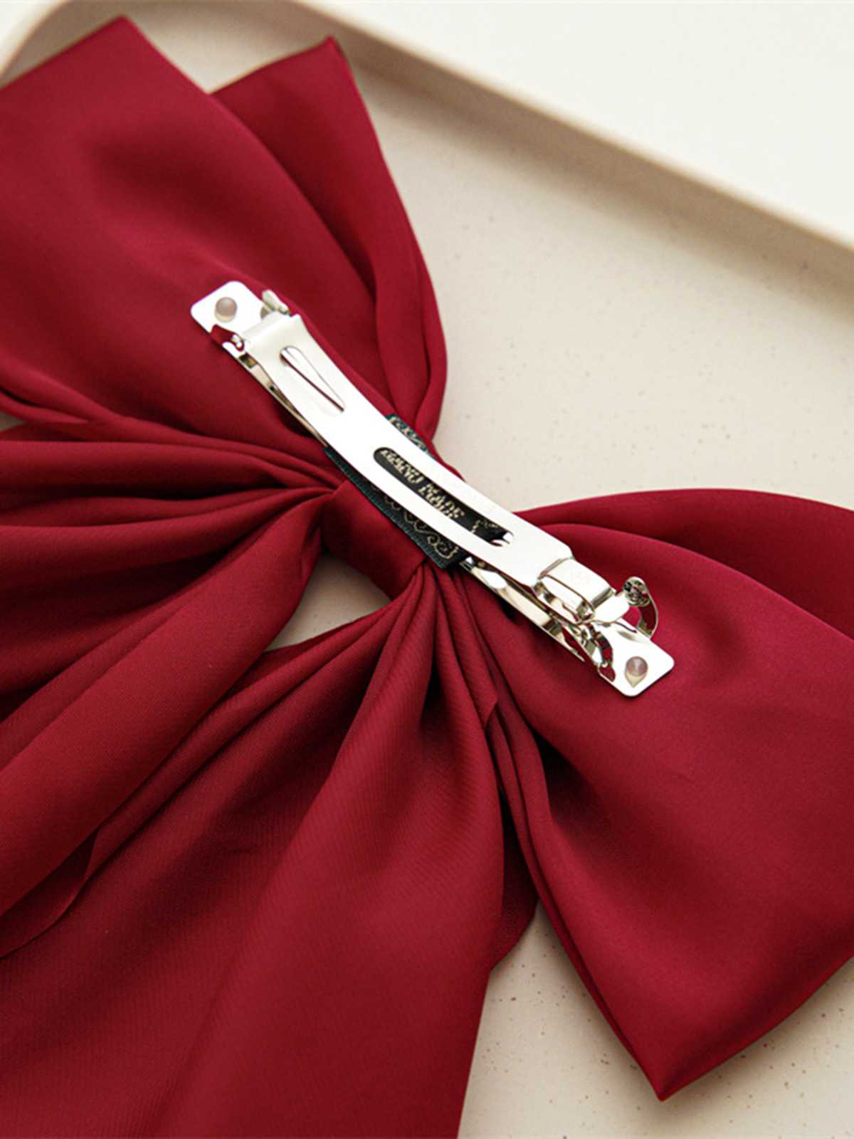 Satin Ribbon Solid Bow Hairpin - Image 3