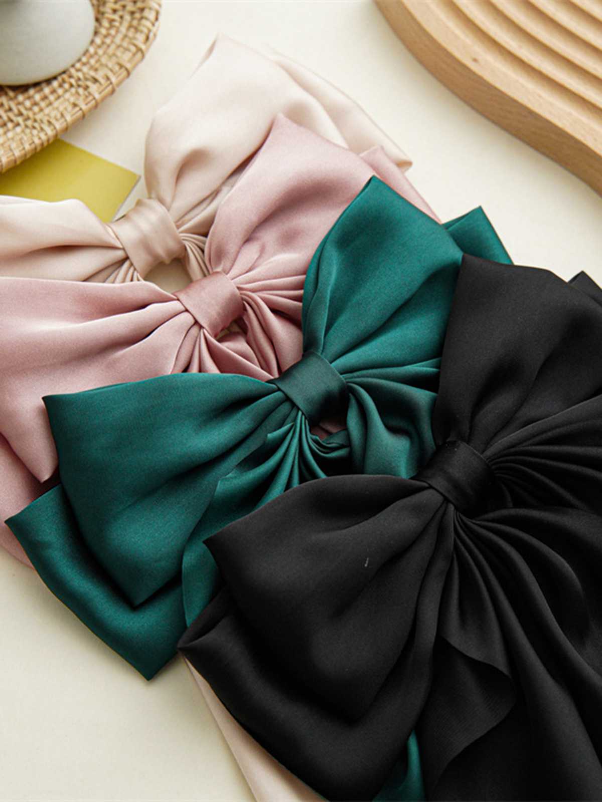 Satin Ribbon Solid Bow Hairpin - Image 5