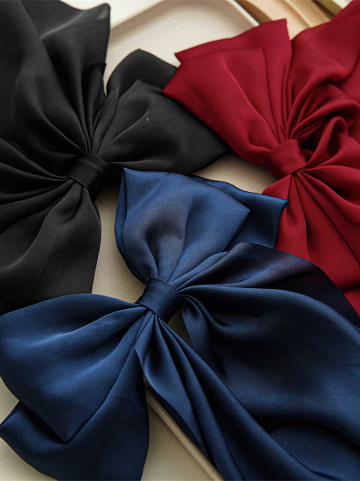 Satin Ribbon Solid Bow Hairpin - Image 6
