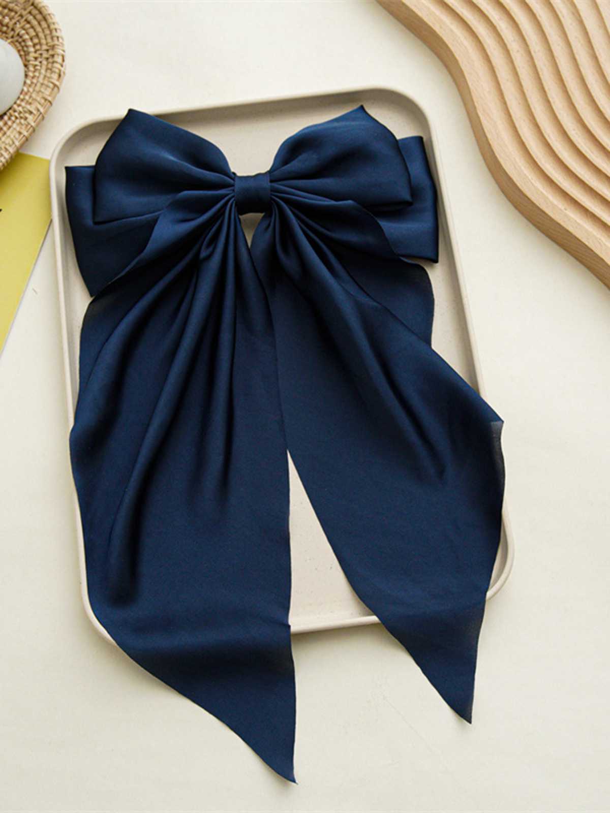 Satin Ribbon Solid Bow Hairpin - Image 7