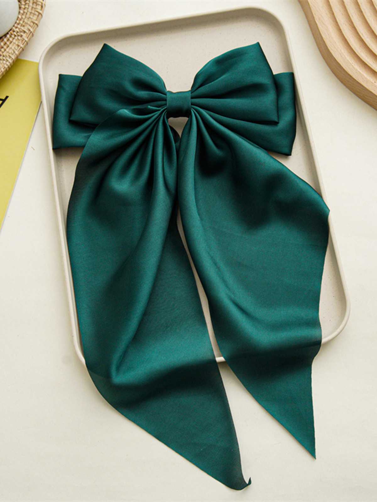 Satin Ribbon Solid Bow Hairpin - Image 8