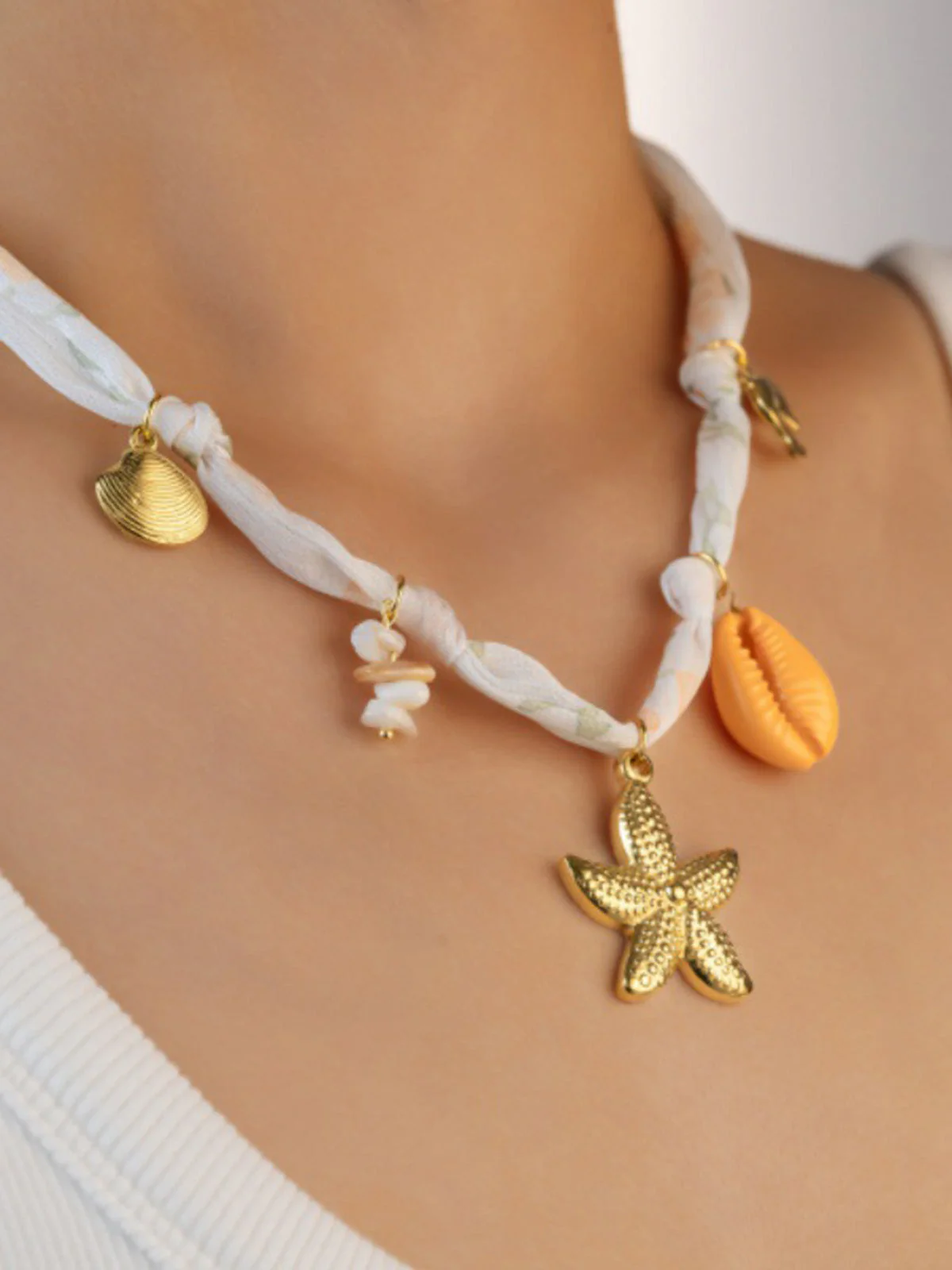 Seashell Starfish Charm Beach Necklace - Image 3