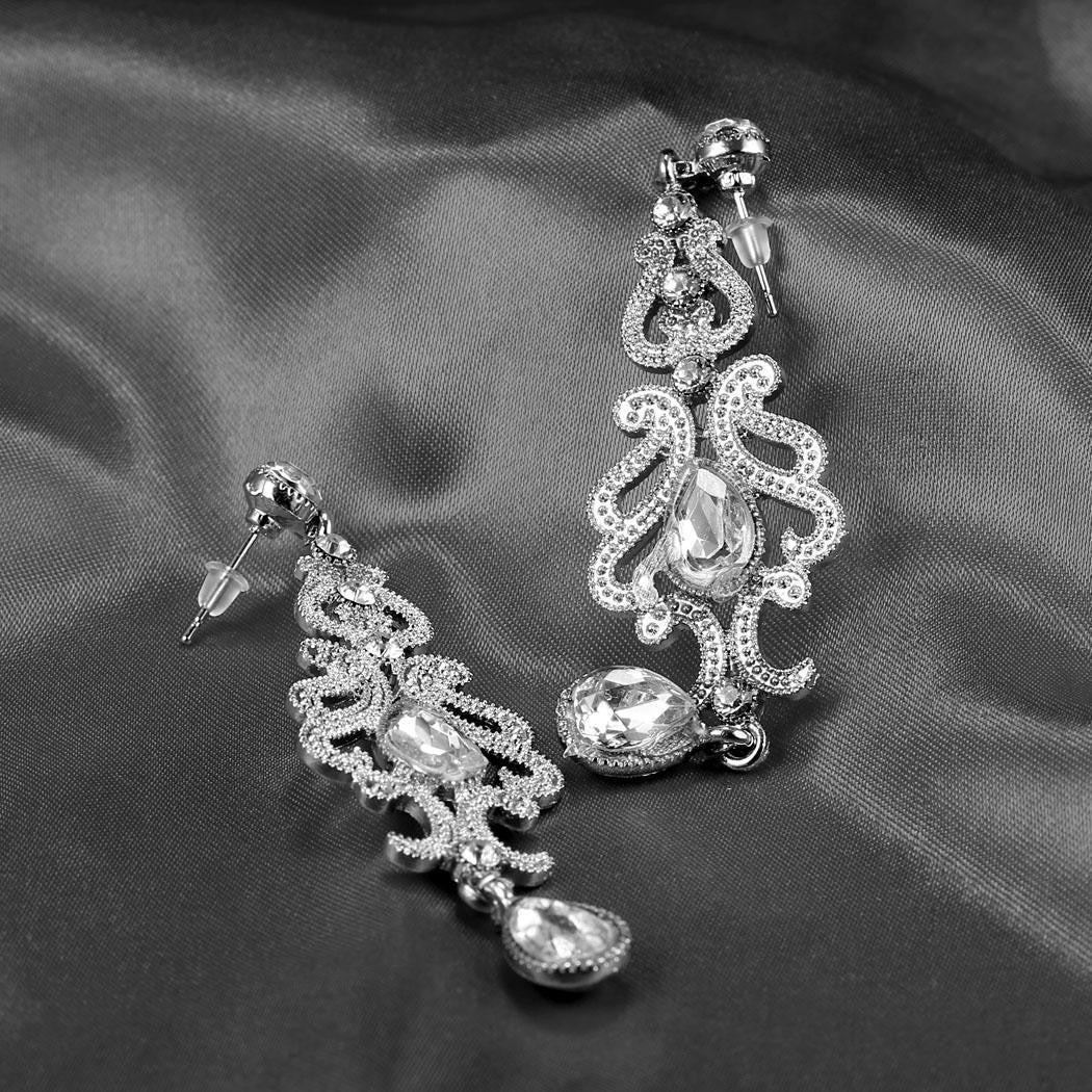 Silver 1920s Bridal Earrings - Image 3
