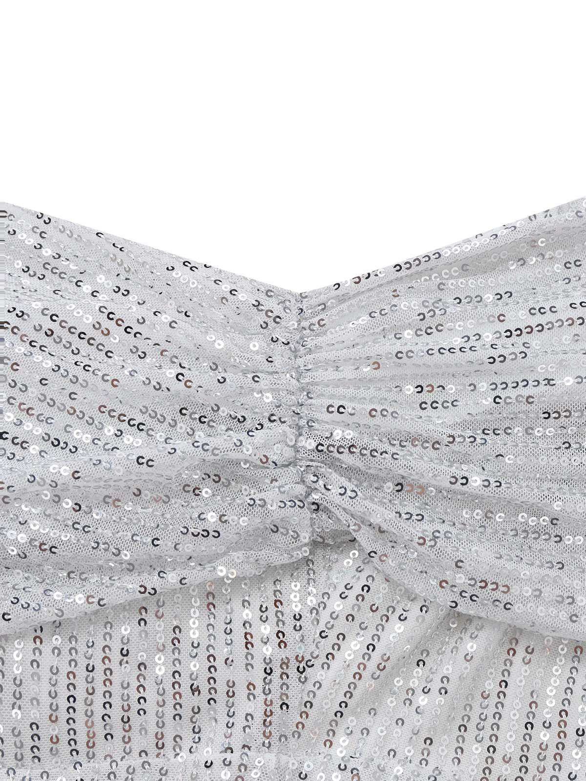 Silver 1920s Sequin One-Shoulder Side-Slit Dress - Image 4