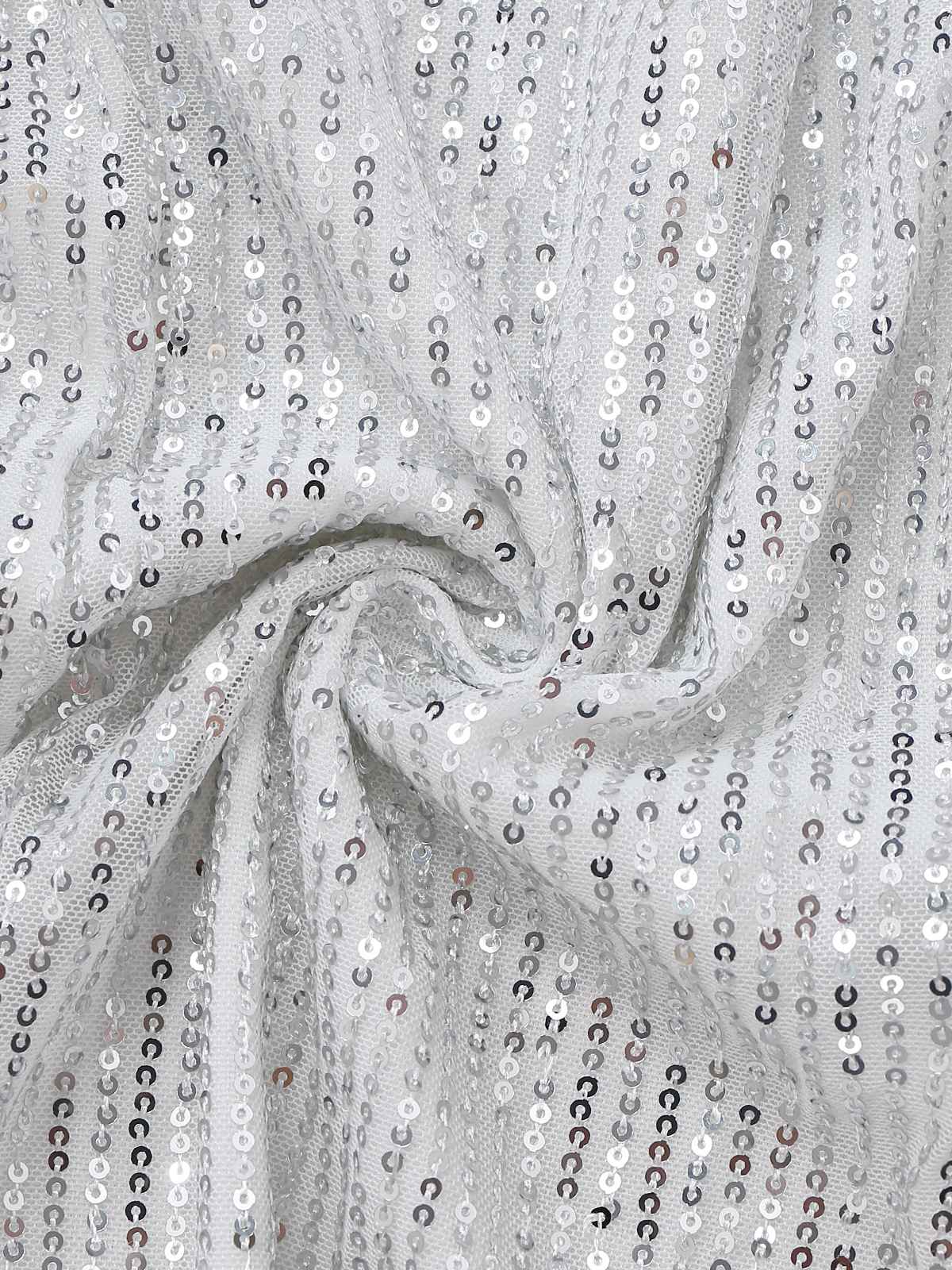 Silver 1920s Sequin One-Shoulder Side-Slit Dress - Image 6