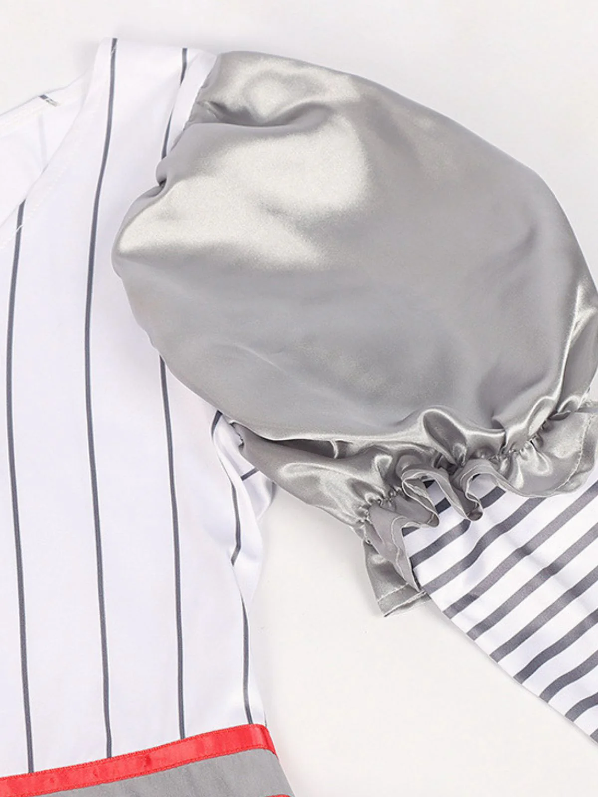 Silver 1960s Halloween IT Pennywise Striped Puff Sleeve Puffy Dress - Image 8