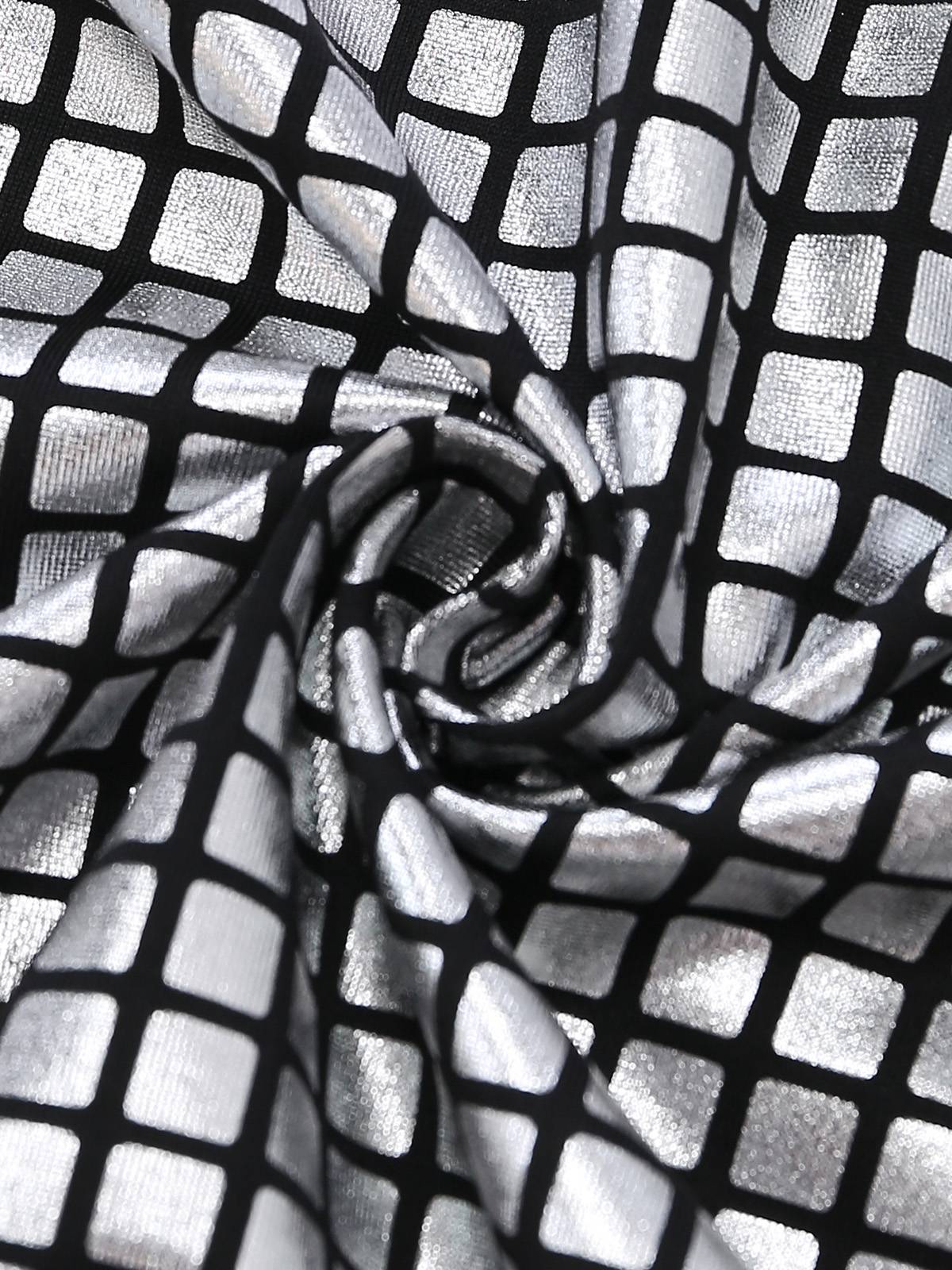 Silver 1960s Sparkly Square Sequin Mock Neck Mini Dress - Image 7