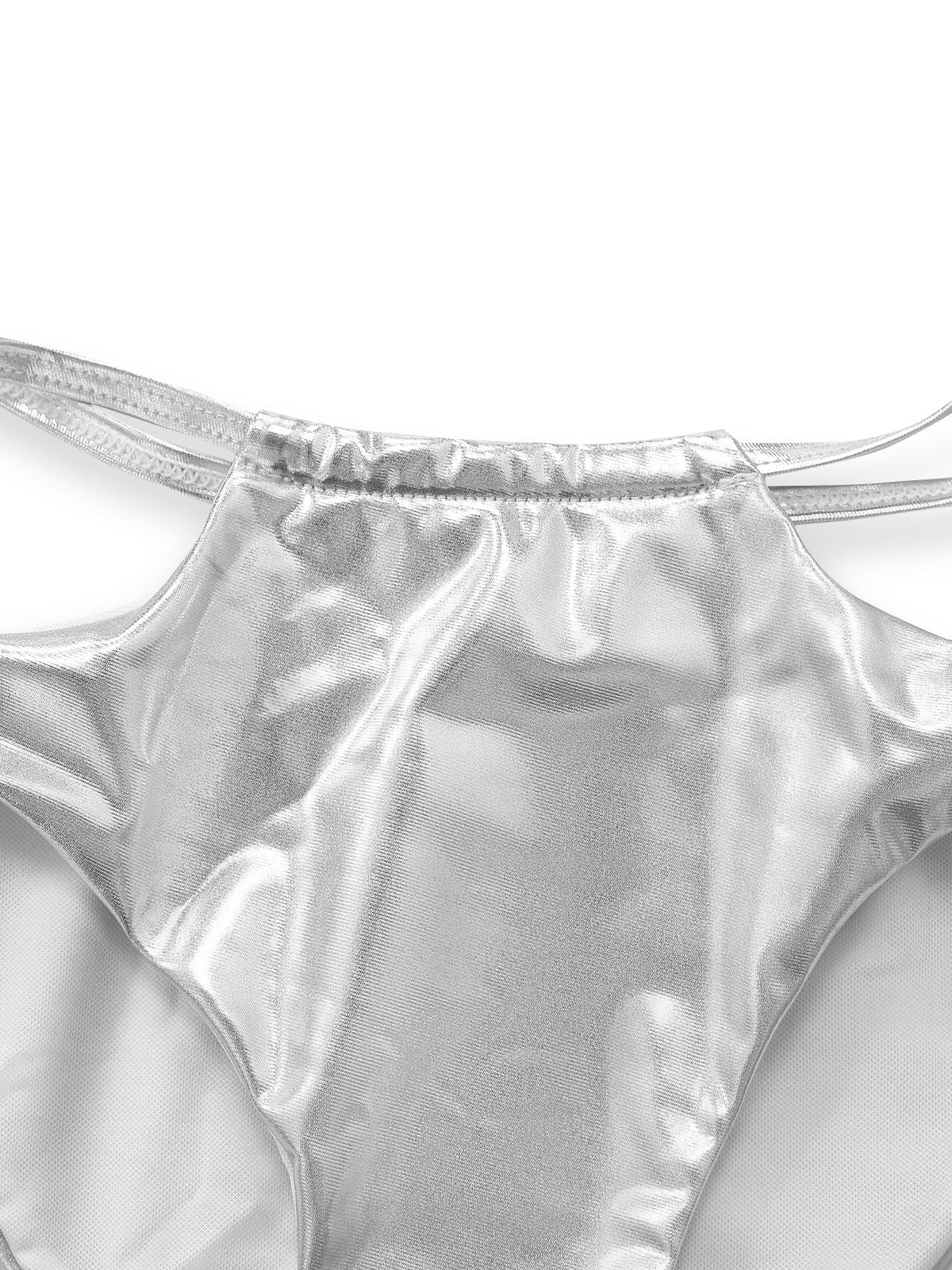 Silver 1970s Holographic Sequin Fringe Bikini Set - Image 6