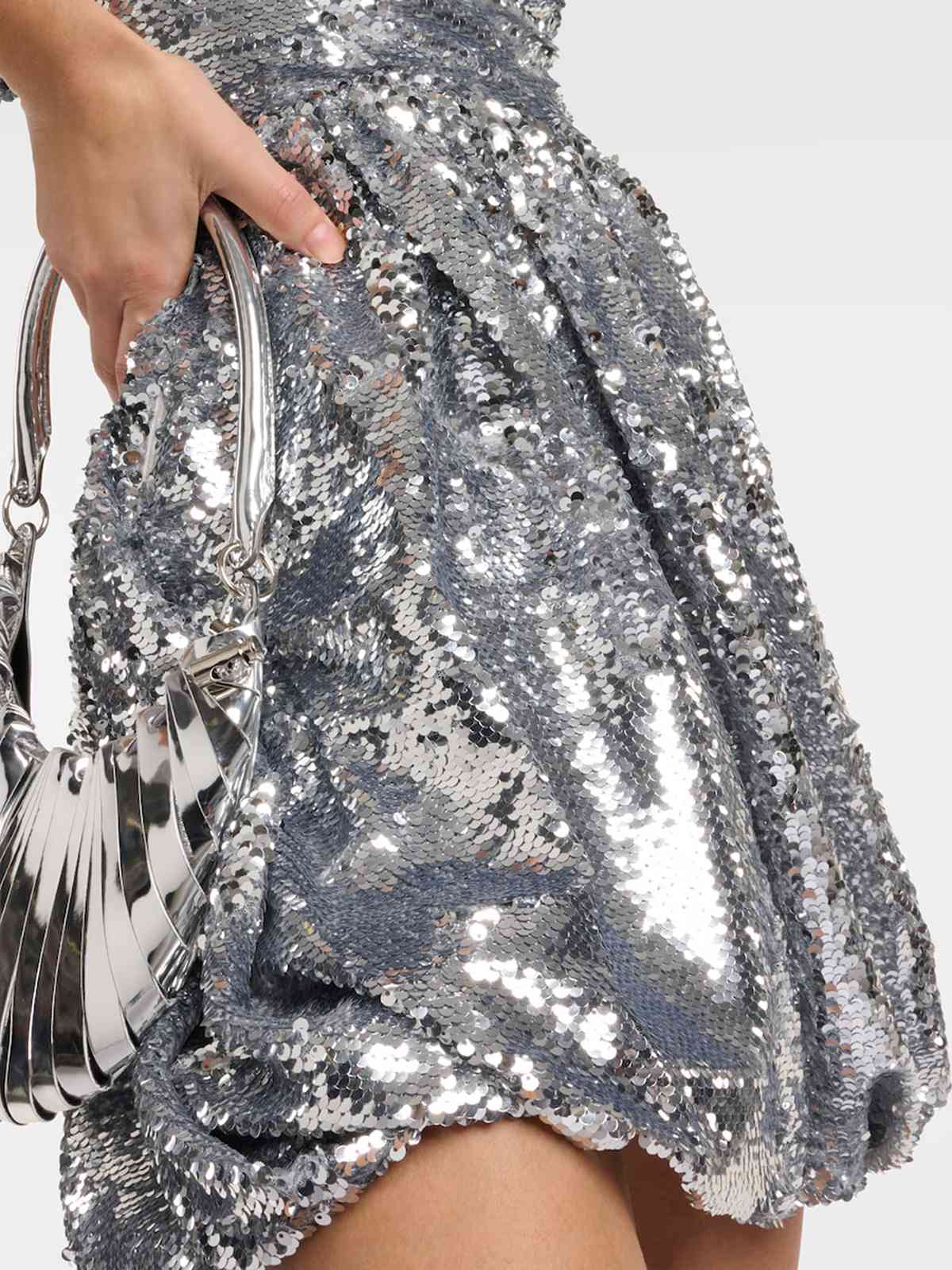 Silver 1970s Spaghetti Straps Sequined Tutu Dress - Image 5