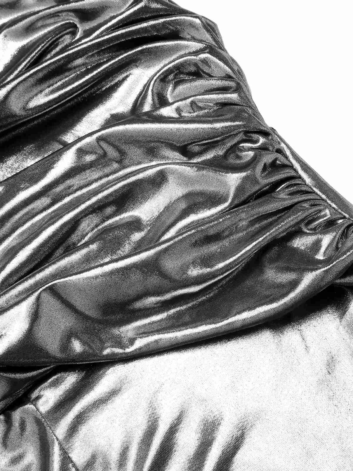 Silver 1970s V-Neck Halter Sequined Jumpsuit - Image 3