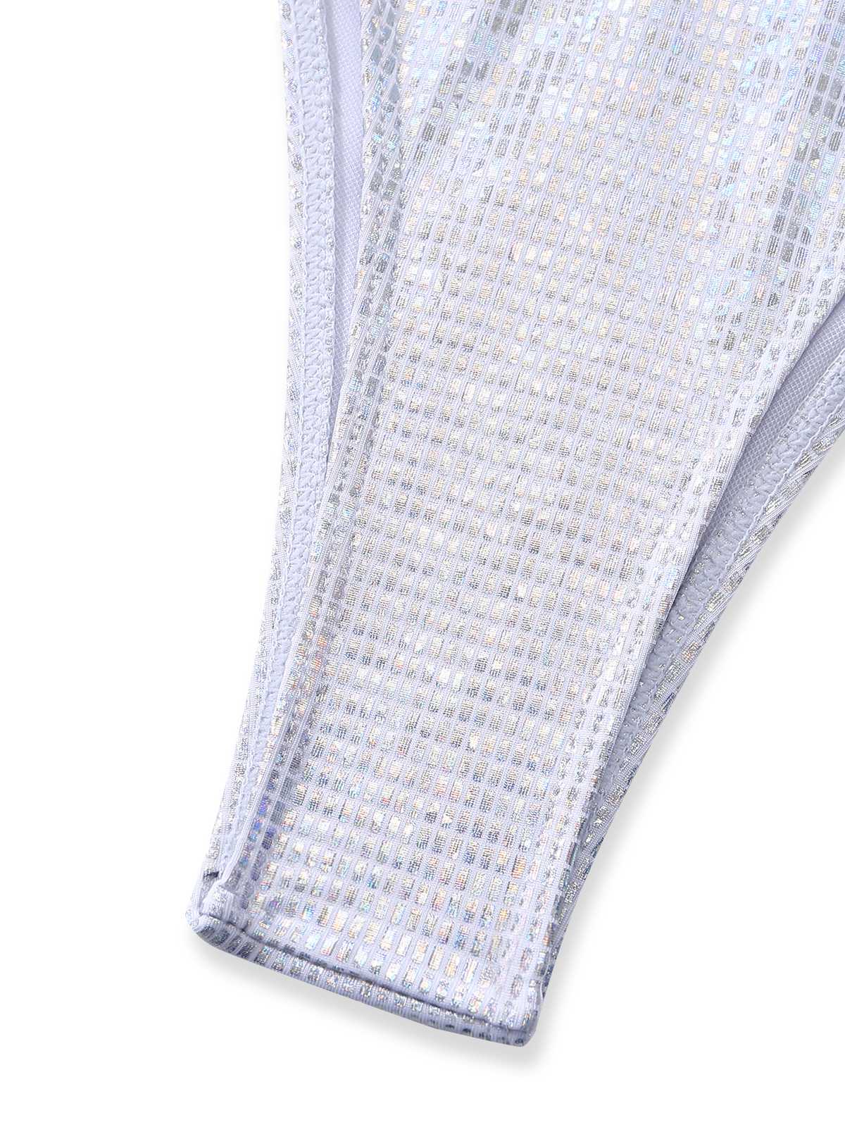 Silver 1980s Halter Shimmer Fake Two-Piece Bikini Set - Image 7