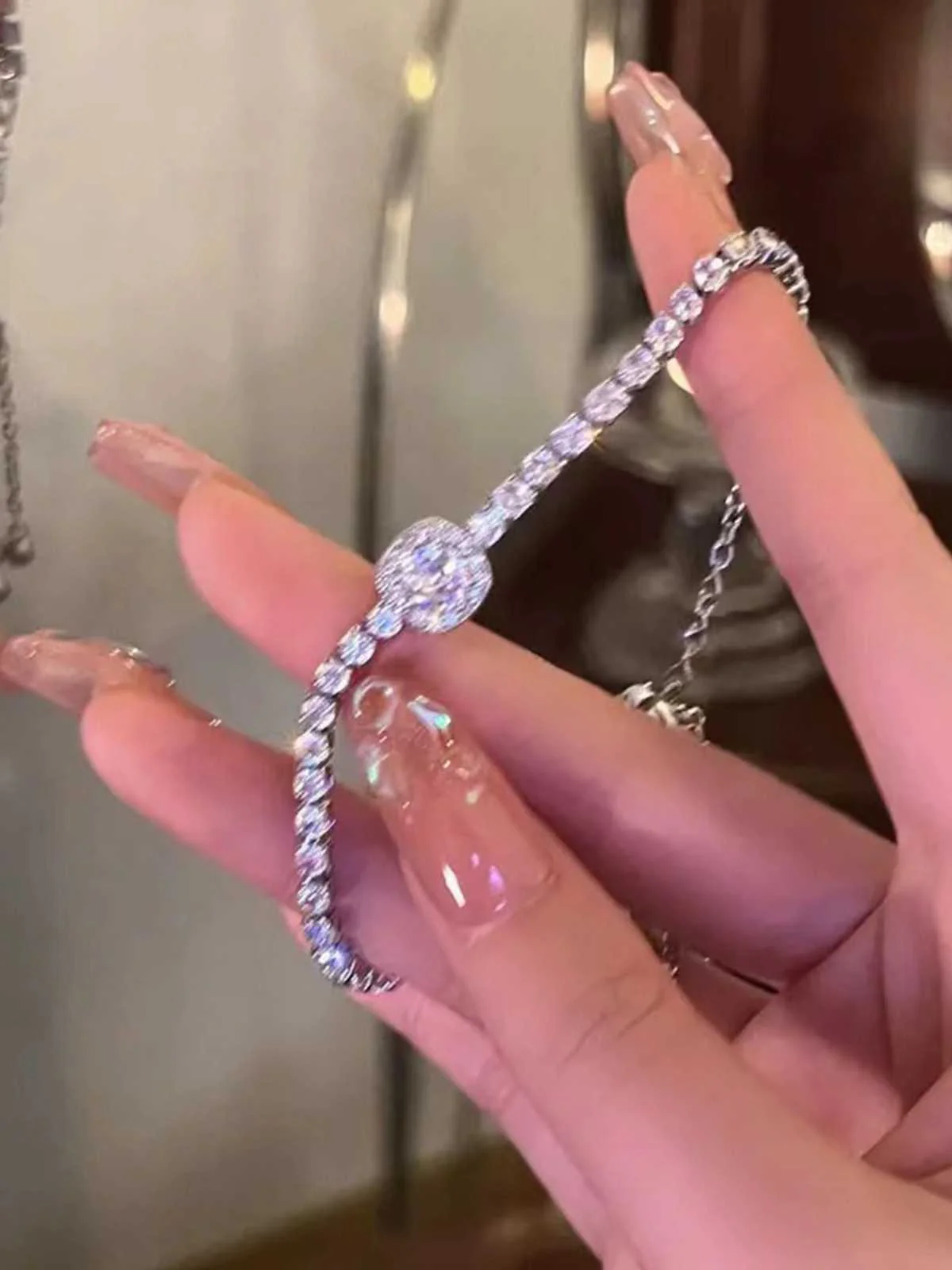 Silver Alloy Diamond Bracelet - Image 3