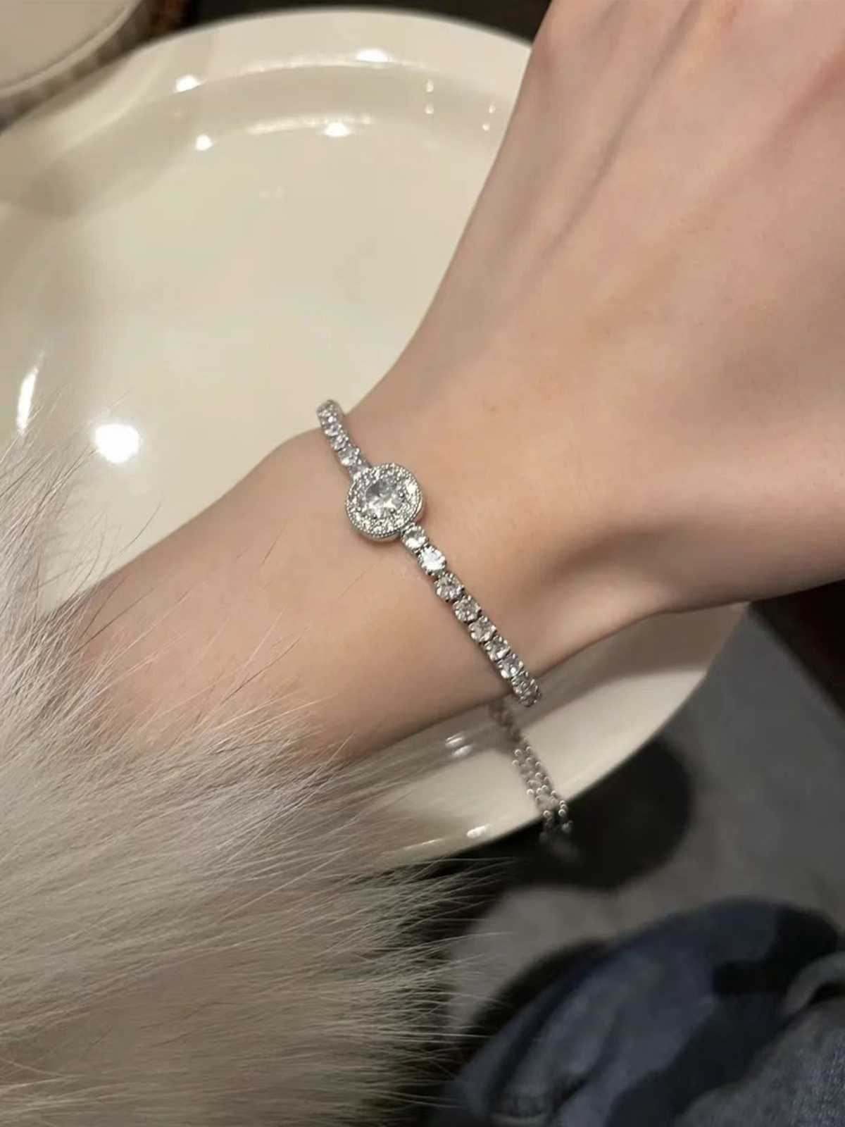 Silver Alloy Diamond Bracelet - Image 6