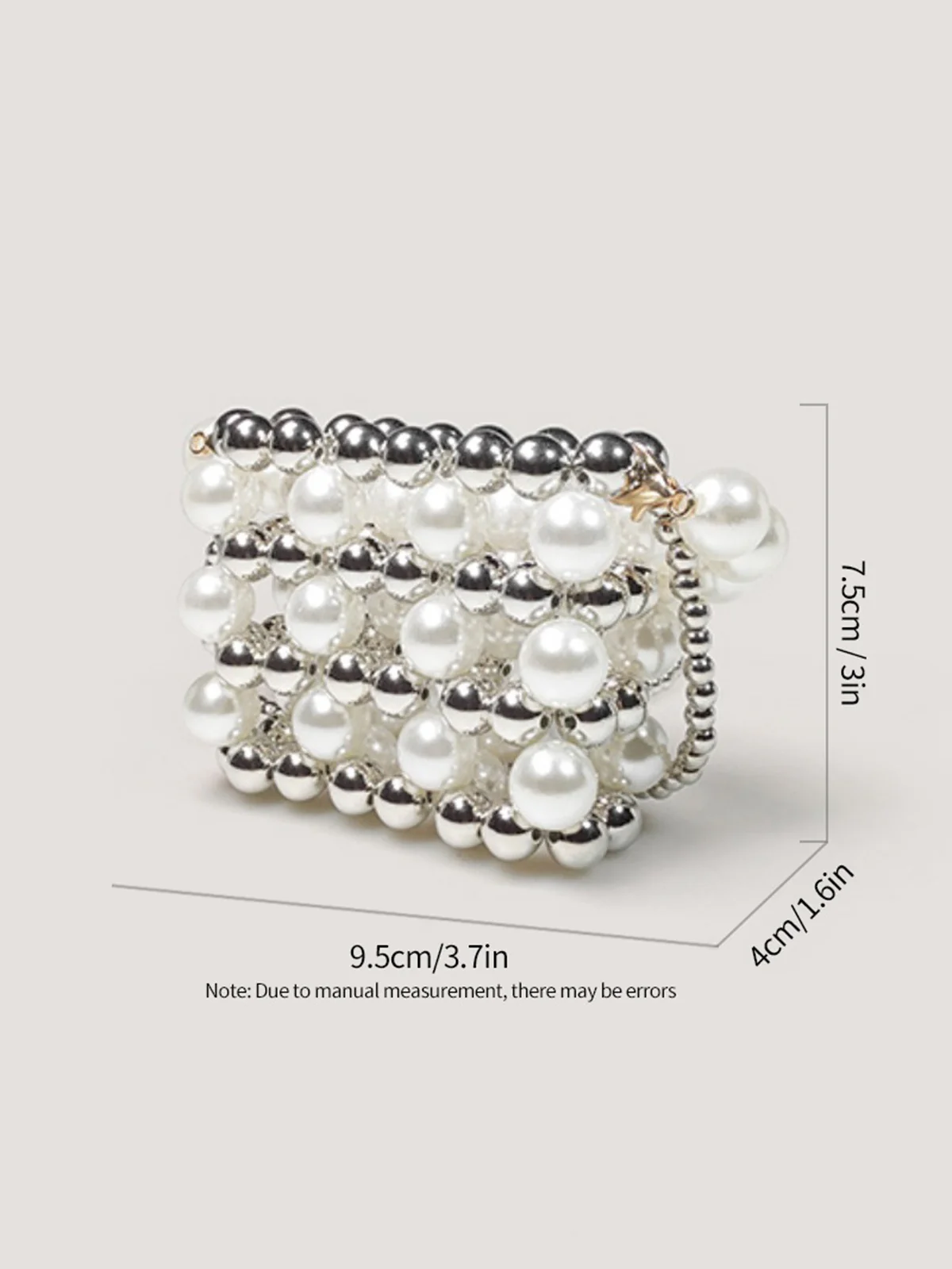 Silver Beaded Crossbody Mini Square Bag - Image 3