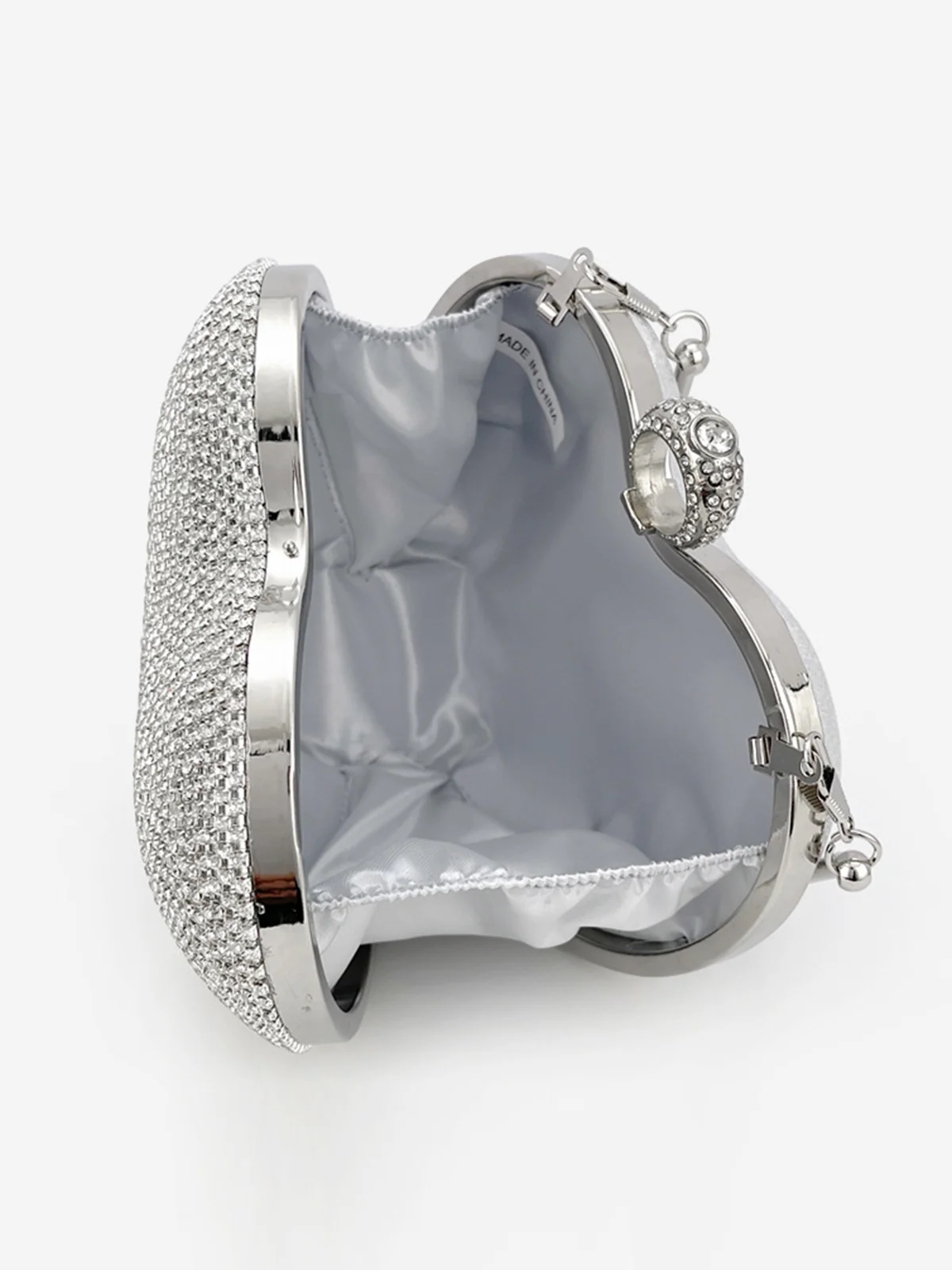 Silver Heart Rhinestone Party Tote Bag - Image 3