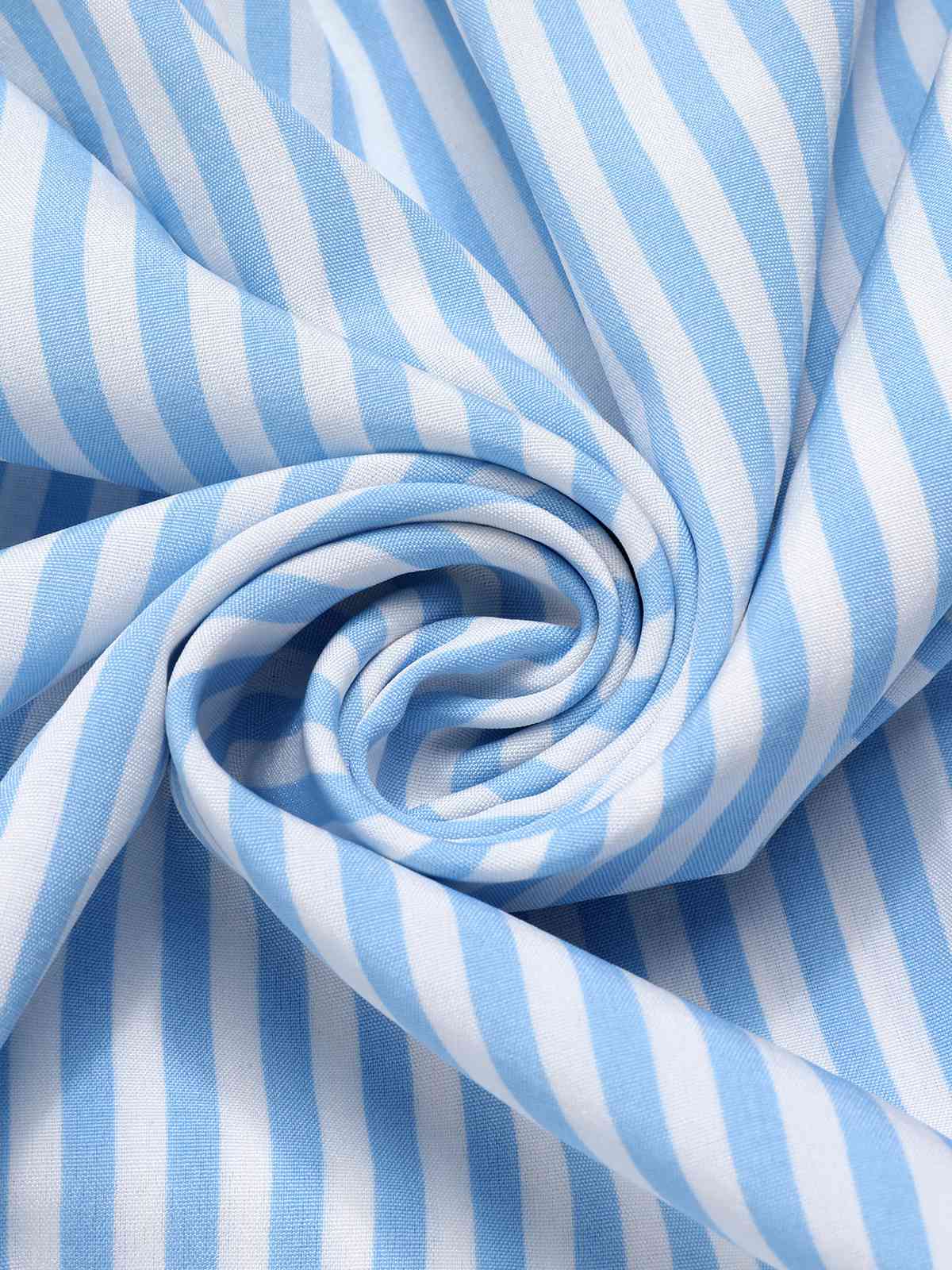 Sky Blue 1940s Stripes Stand Collar Dress - Image 4