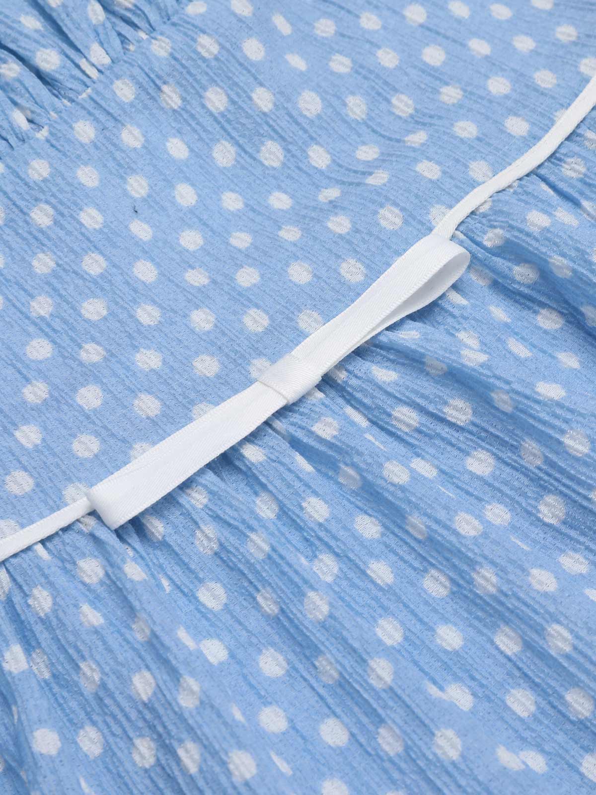 Sky Blue 1950s Strap Polka Dot Swing Dress - Image 9