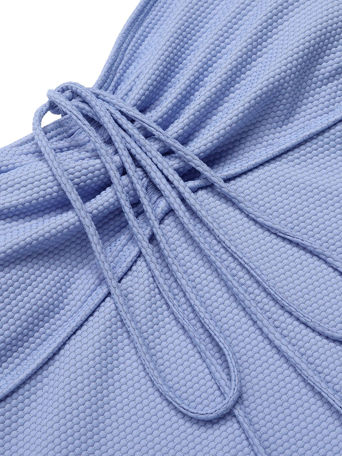 Sky Blue 1970s Solid Drawstring Bandeau Swimsuit - Image 5