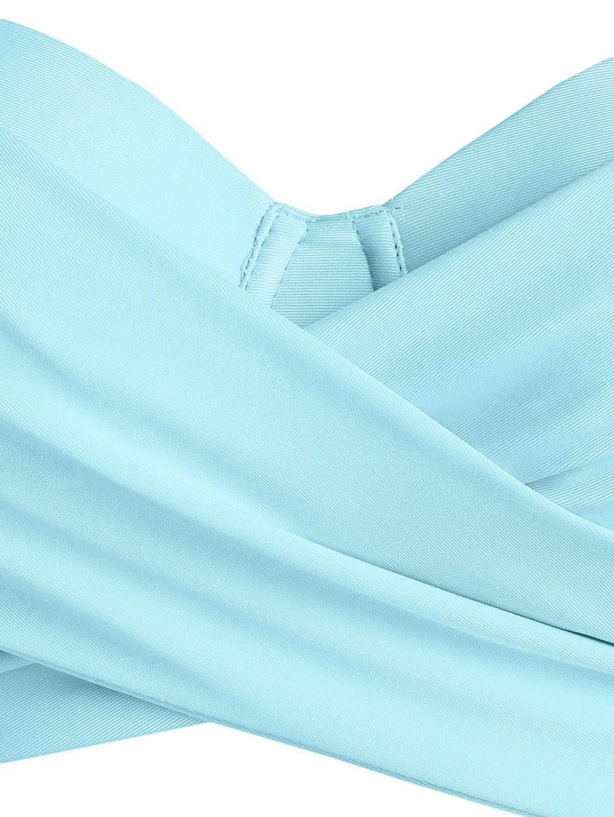 Sky Blue 1950s Straps Criss Cross Bikini Set - Image 3
